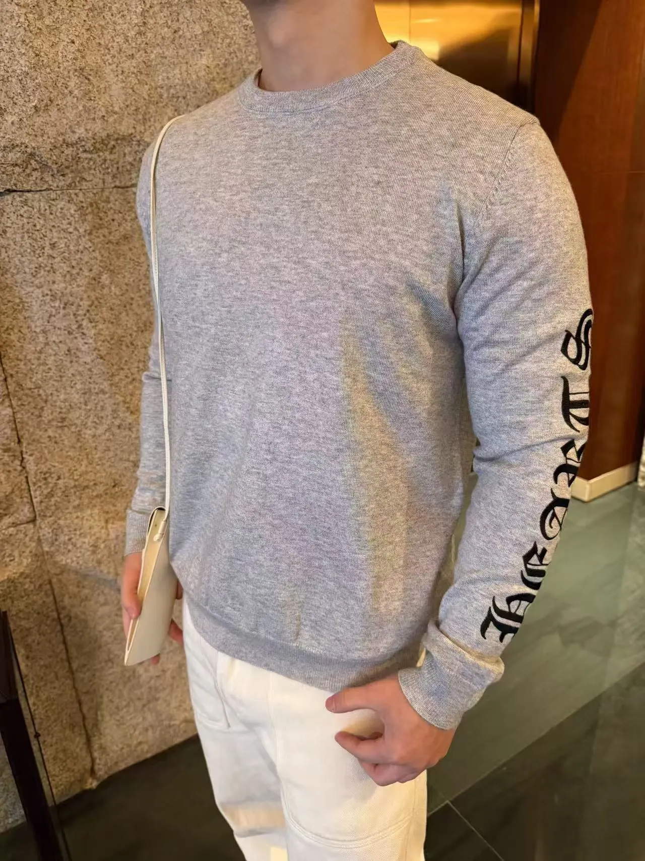 Chrome Hearts 灰色 刺绣 羊毛 针织衫 质感针织款