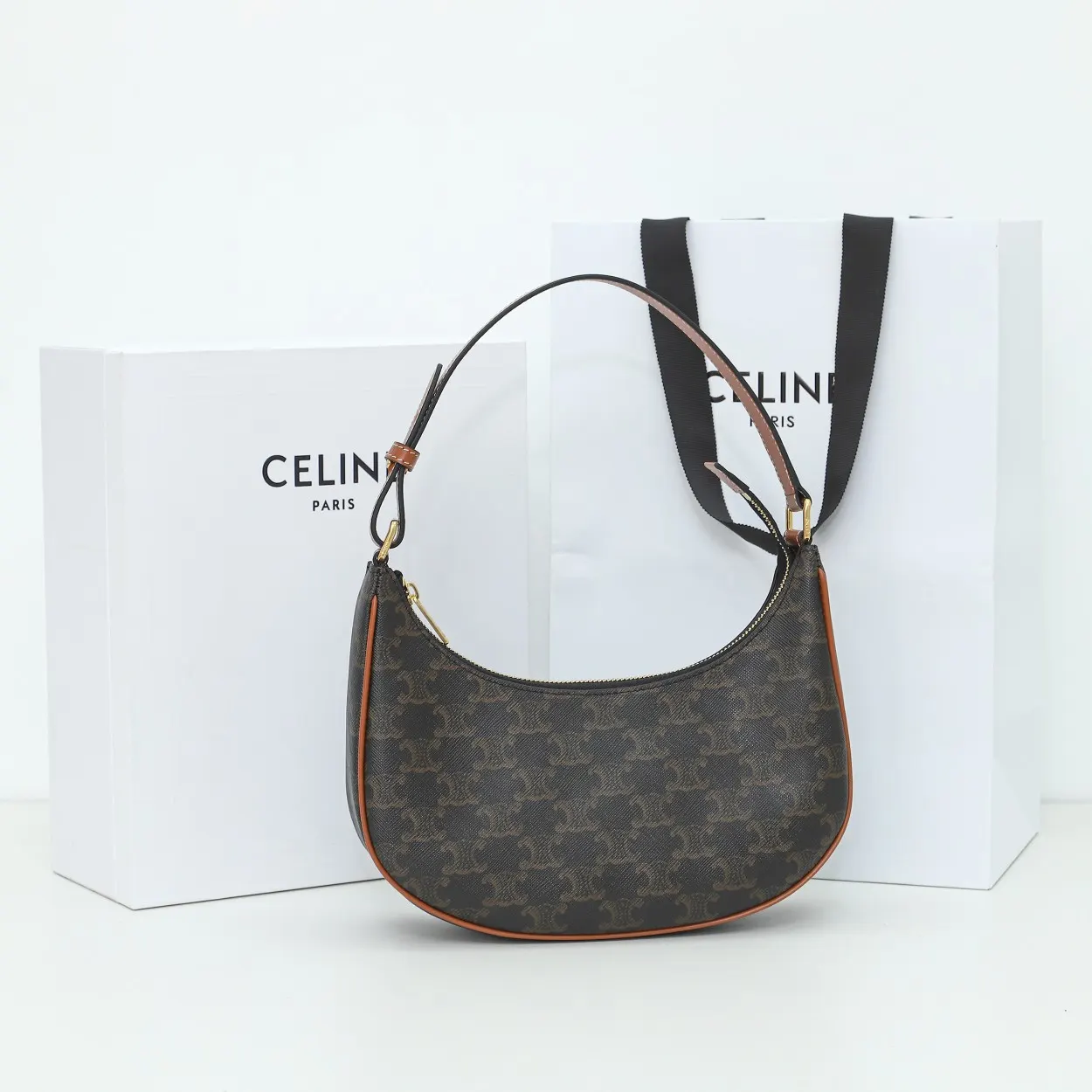 Celine 老花 牛皮 腋下包 復古腋下背款