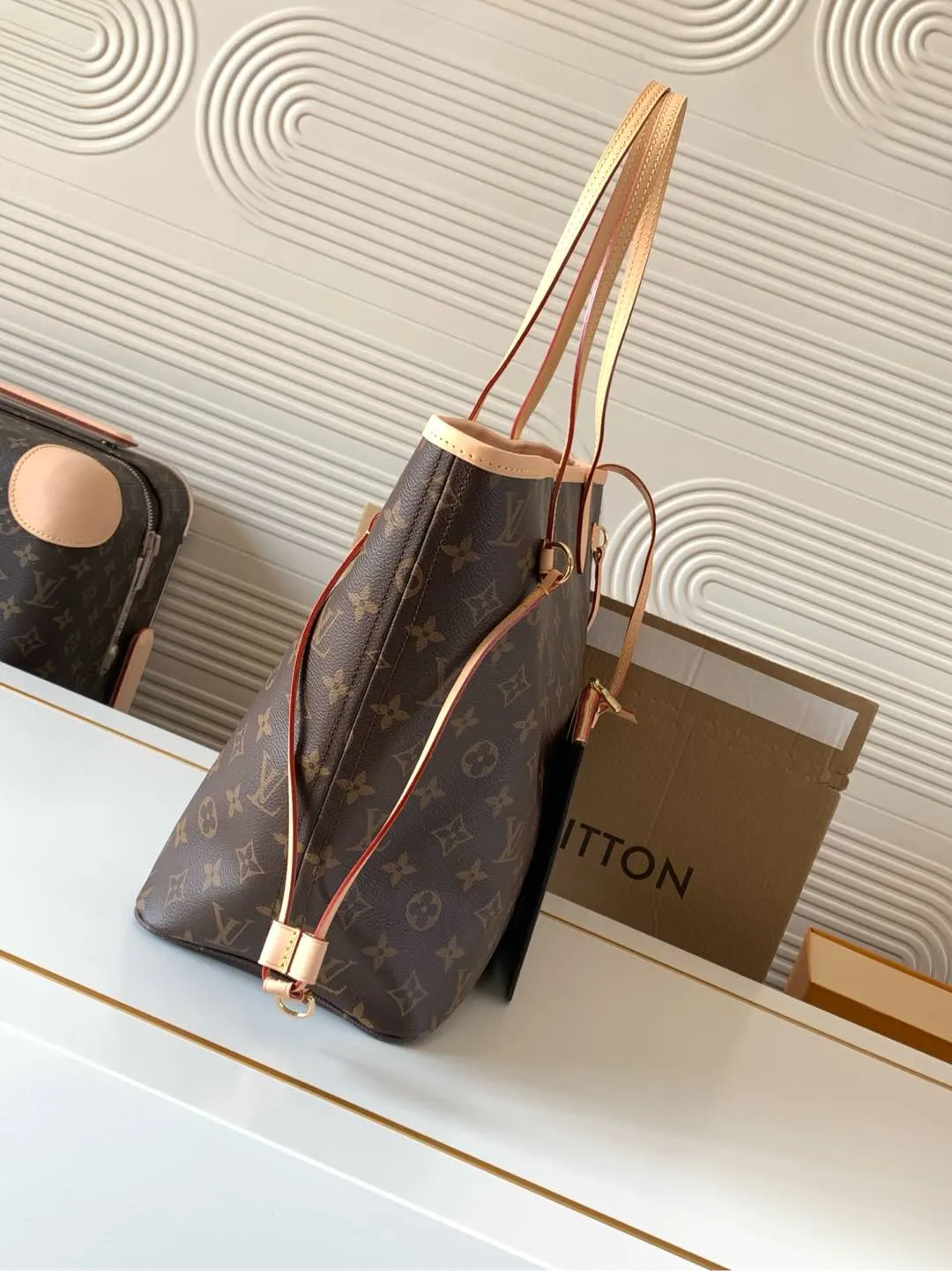 Neverfull 老花 牛皮 托特包 大容量托特款
