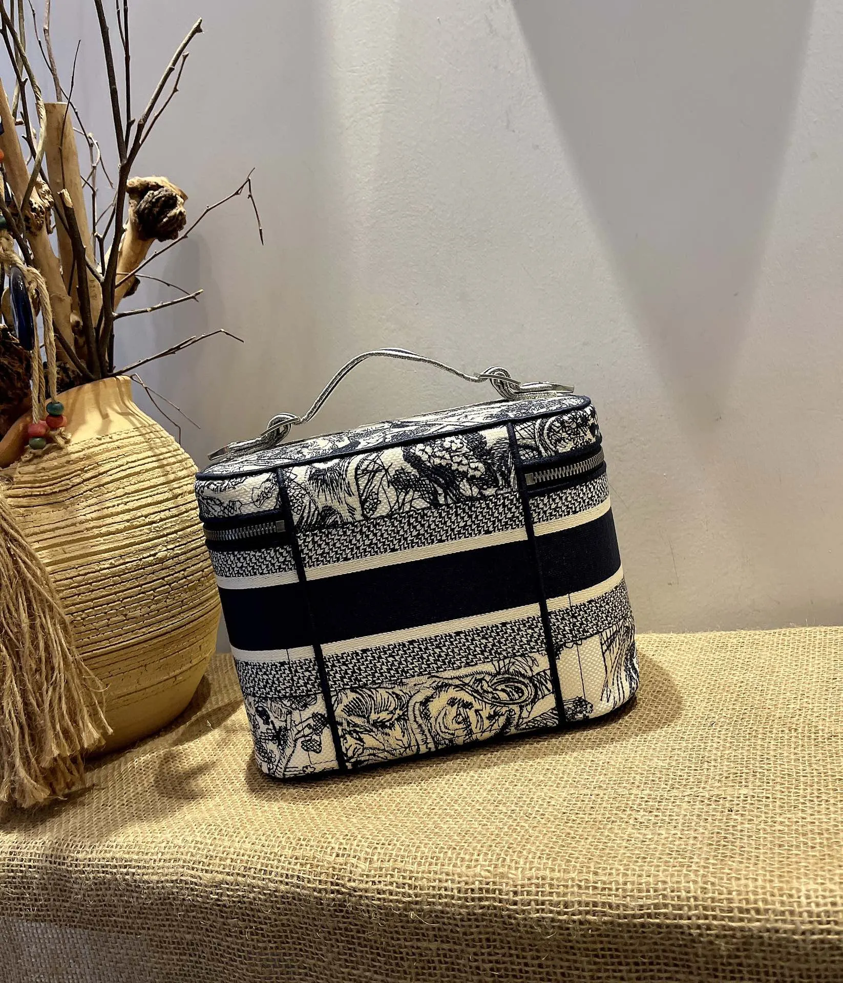 Dior Oblique Mini Black/White Cosmetic or Organizer Bag