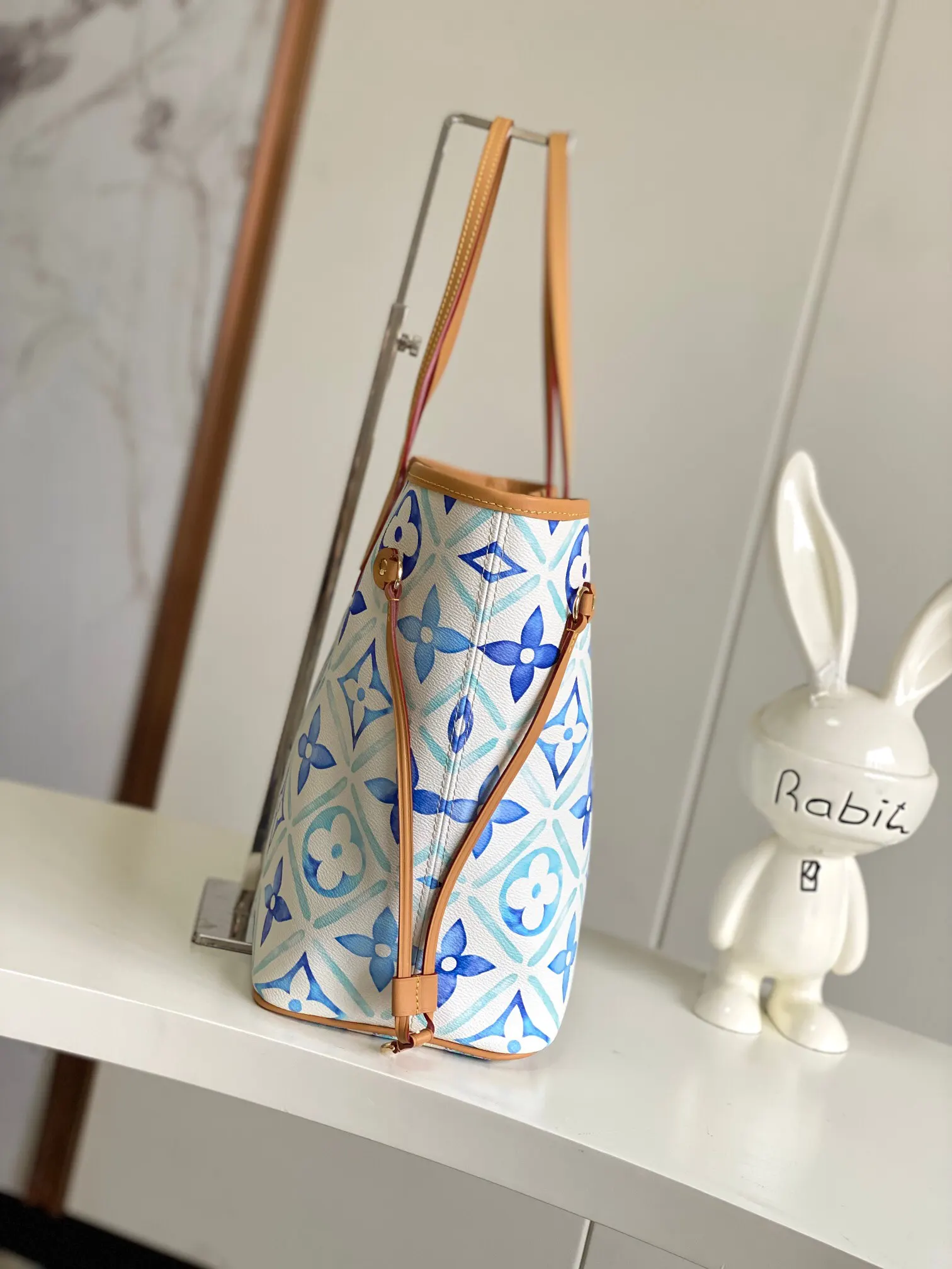 LV Neverfull 藍色 紅色 帆布 托特包 大容量托特款