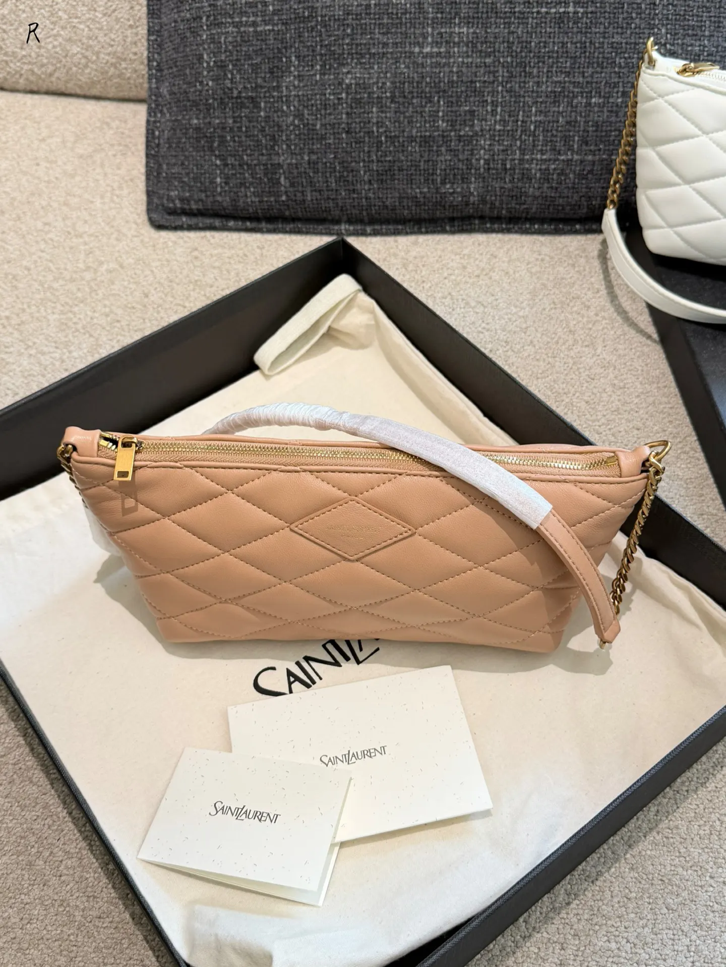 YSL 黑色 金色 羊皮 链条包 精致链条款