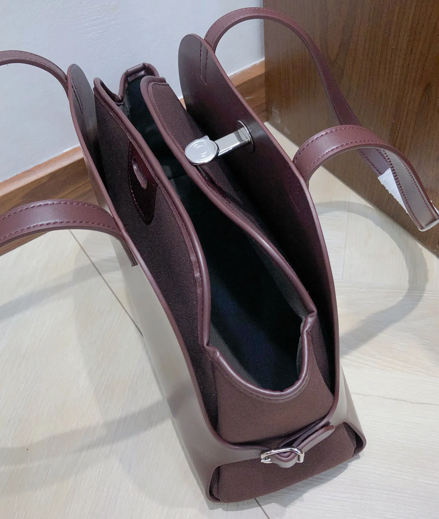 Hermes 帆布 Tablier Sellier马鞍皮 帆布银扣 腋下包 复古腋下背款