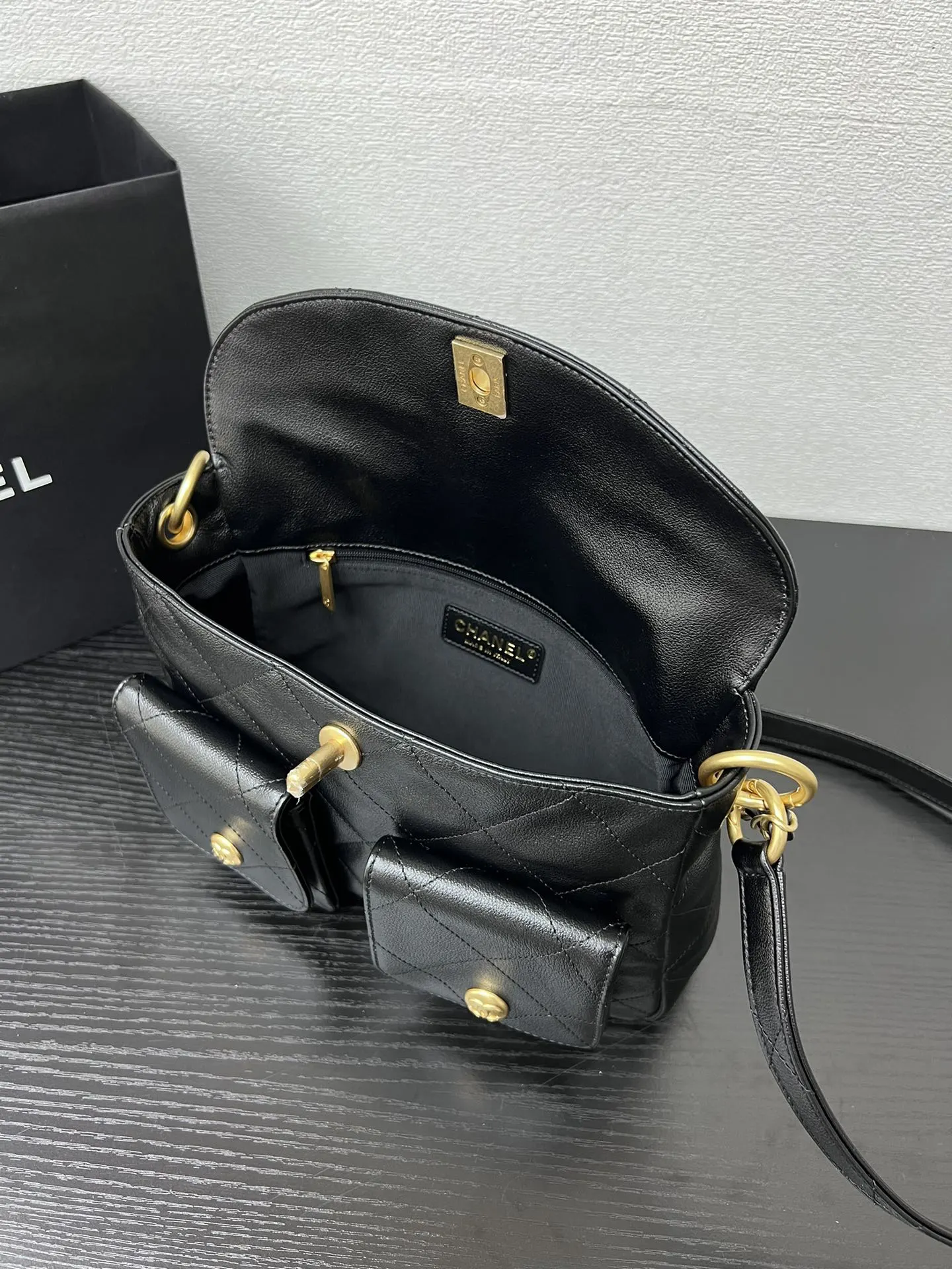 CHANEL 黑色牛皮链条Hobo包 单肩款 经典款