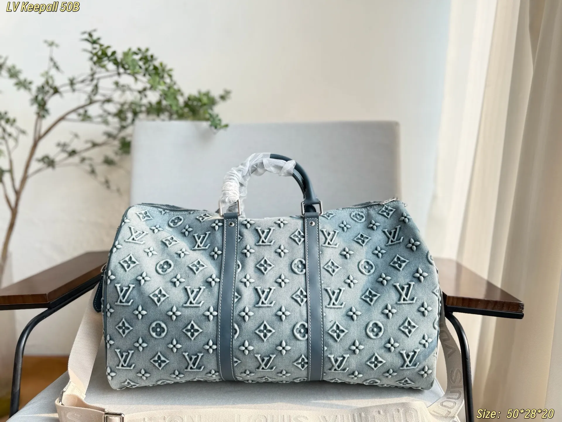 LV Keepall 牛仔 丹宁 牛皮 旅行包 大容量旅行款