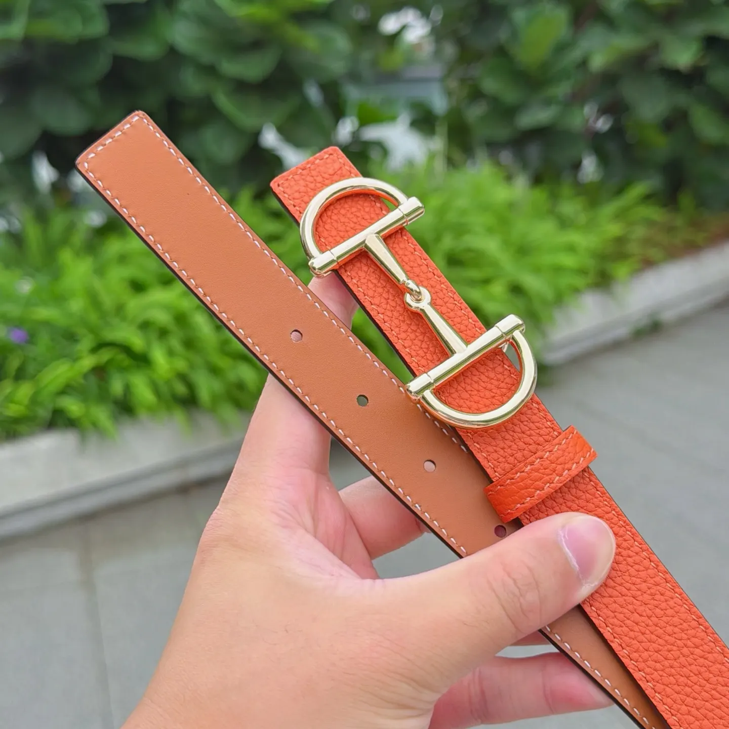 Gucci 双G扣牛皮双面腰带 商务休闲款
