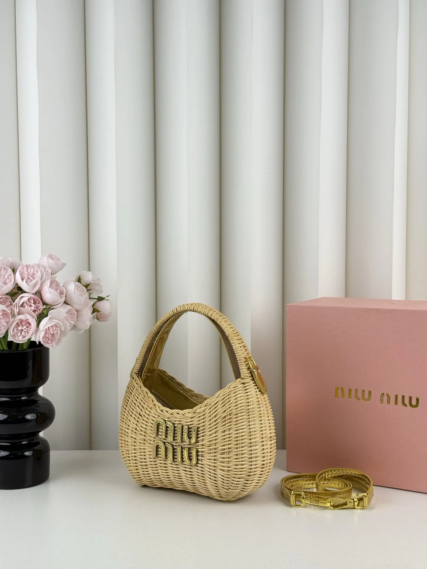 Miu miumiu竹编 手提斜背包 缪缪美式復古神 托特包 大容量托特款