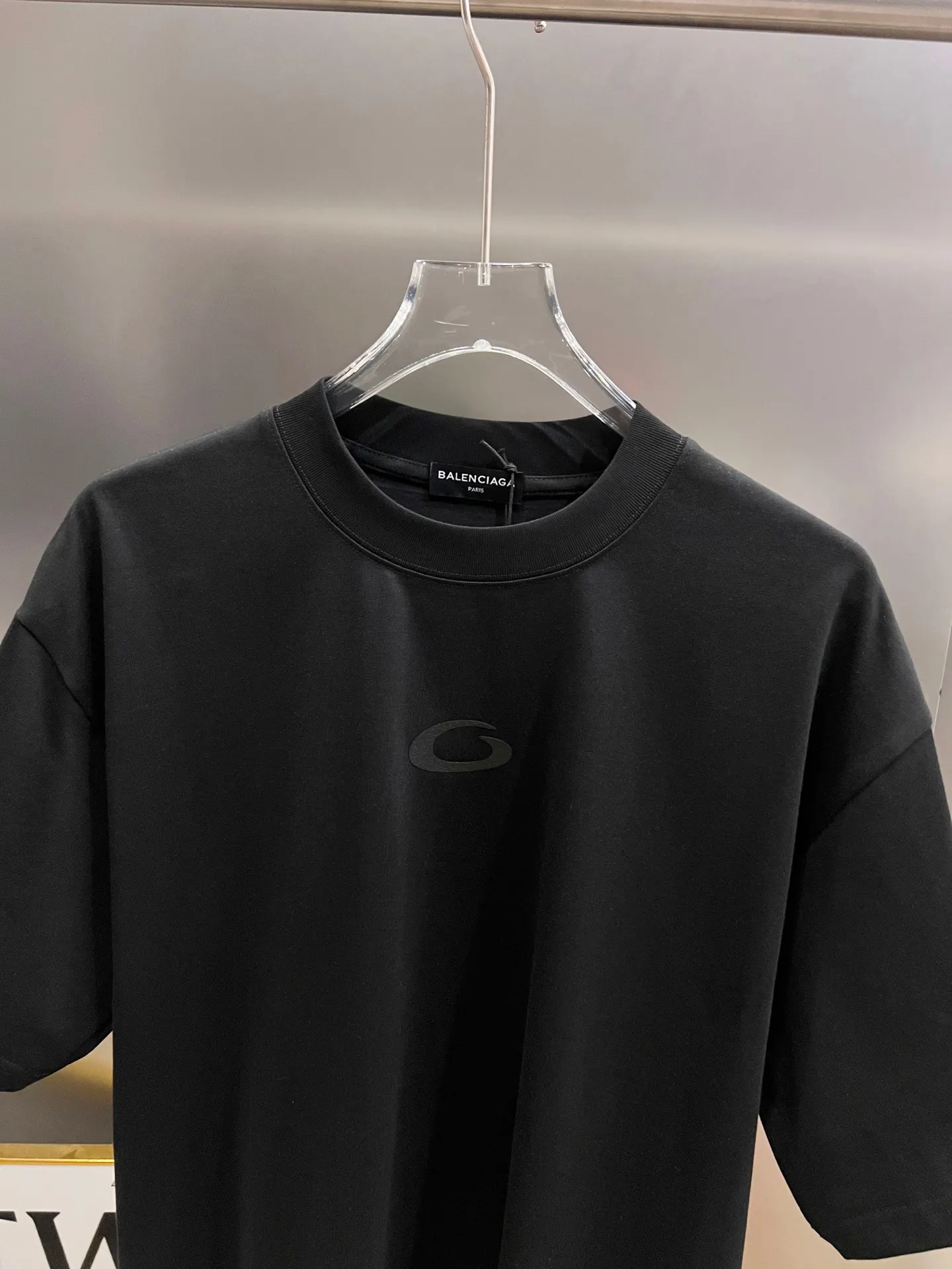 Balenciaga Black Cotton Logo Short Sleeve T-Shirt Loose Casual