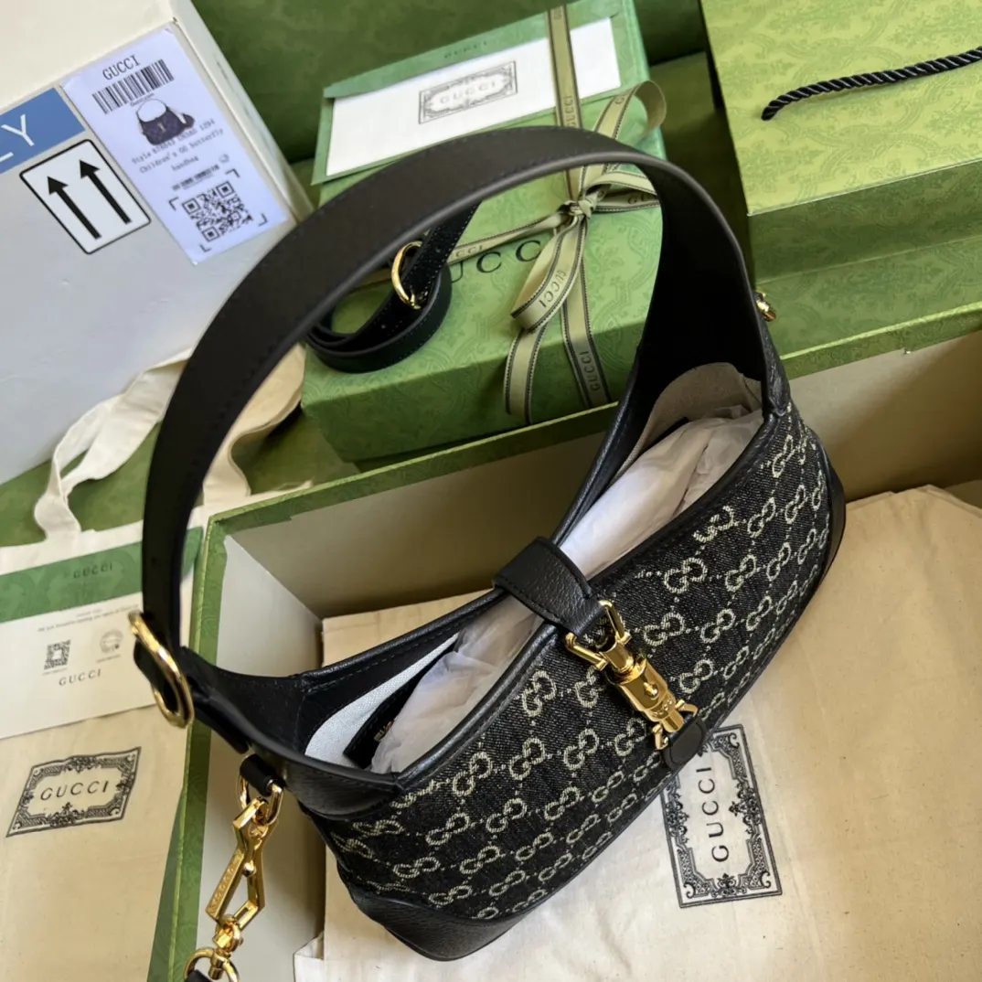 Gucci Jackie 1961 老花焦糖皮革腋下包 單肩斜挎