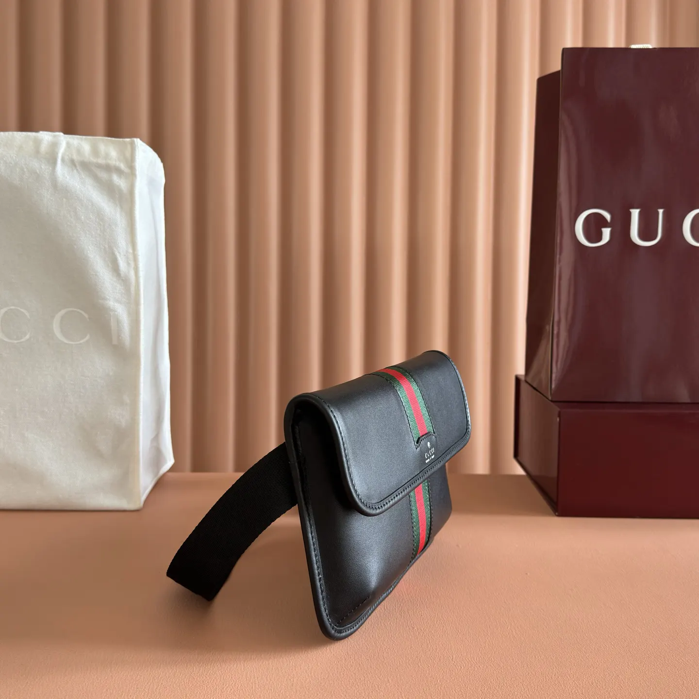 Gucci 黑色 銀色 帆布 腰包 休閒腰包款