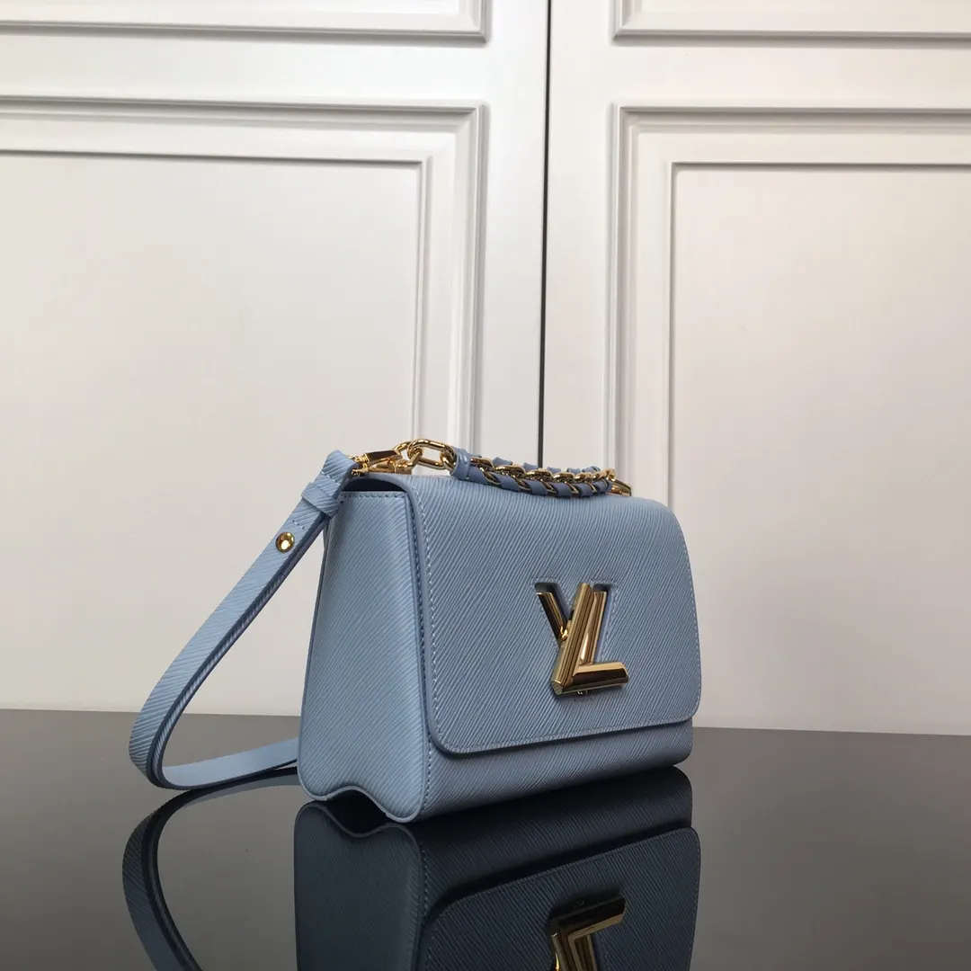 LV 蓝色 皮革 链条包 精致链条款