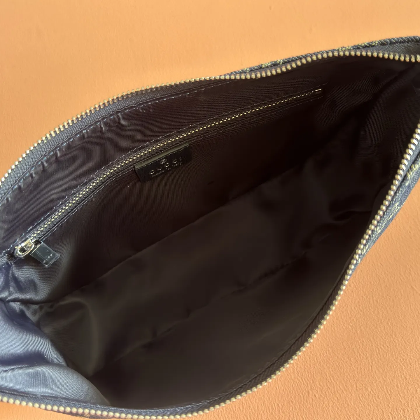 Gucci Blue Brown Hobo Shoulder Bag Vintage Canvas