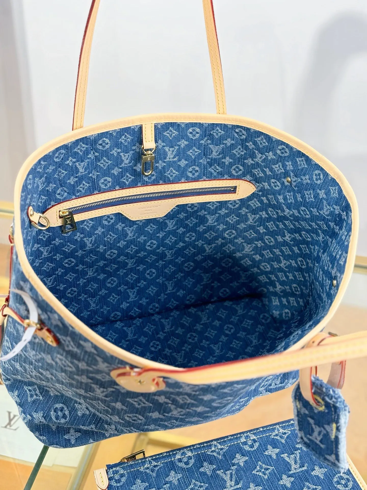 Neverfull 牛仔 丹宁 牛皮 收納包 旅行收納款