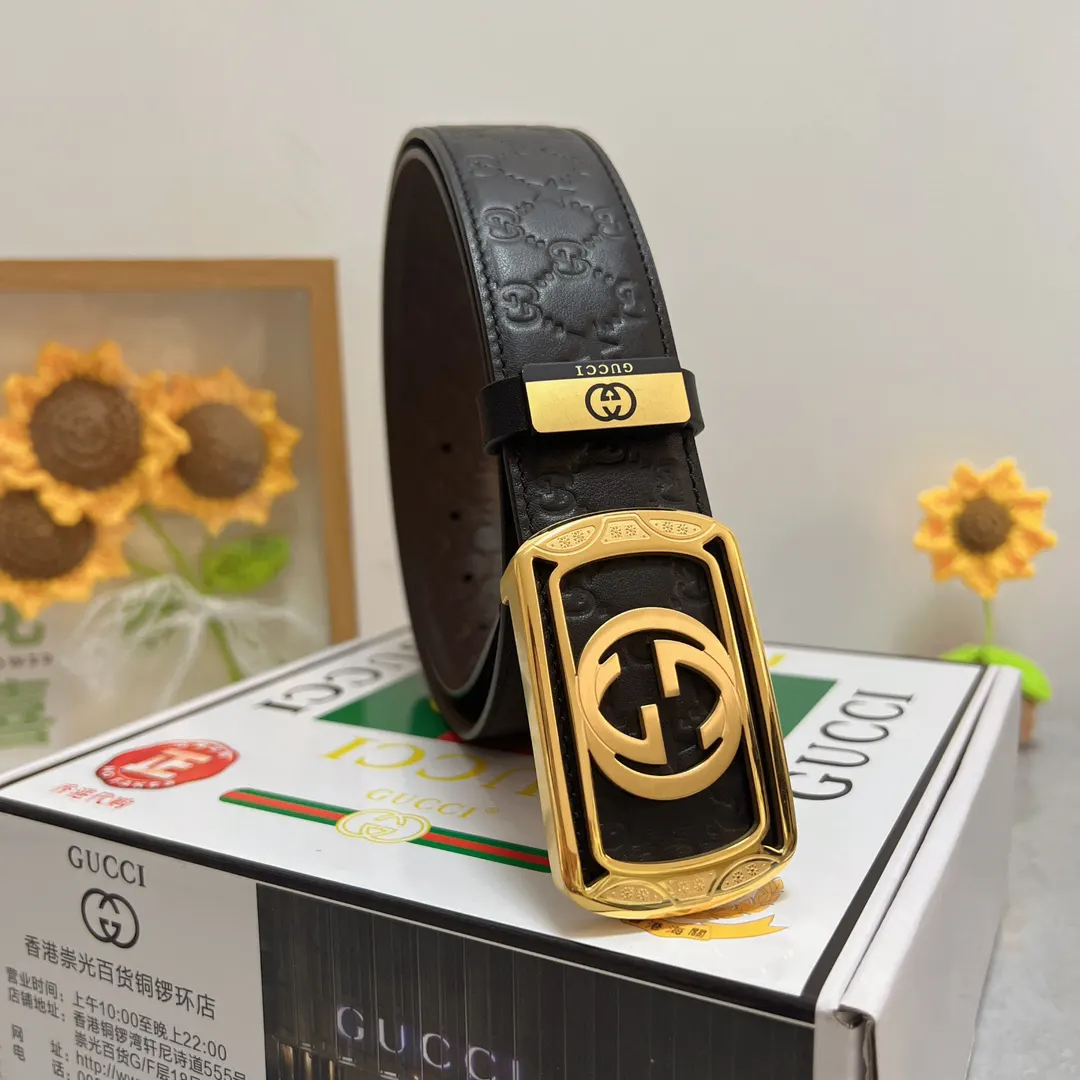 Gucci Double G 雙G扣牛皮腰帶