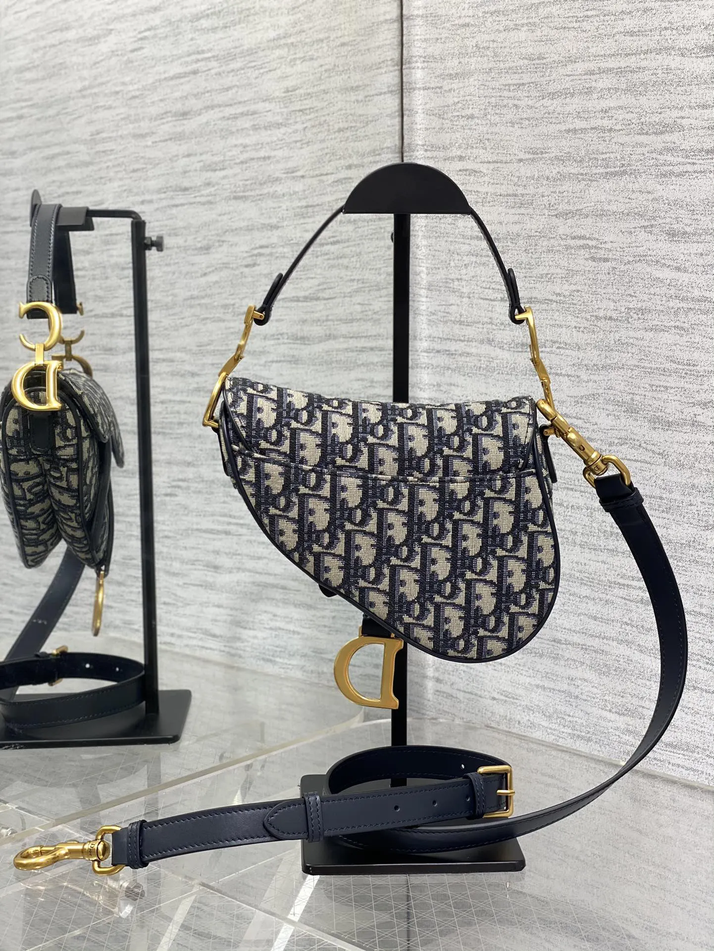 Dior Saddle 老花蓝马鞍包 手提斜挎 复古 手提包