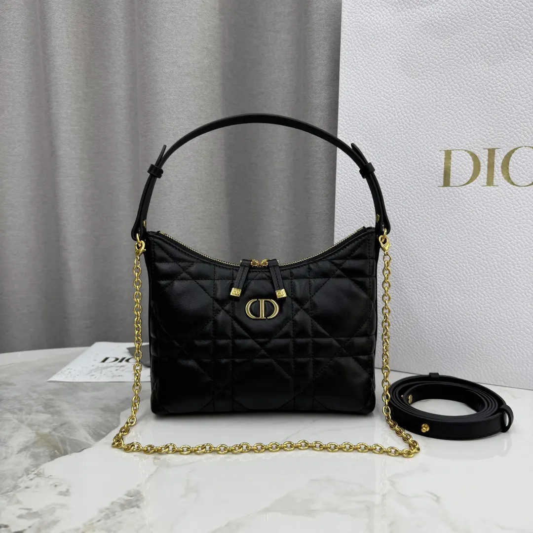 Dior Caro 黑色羊皮链条包 精致斜挎款