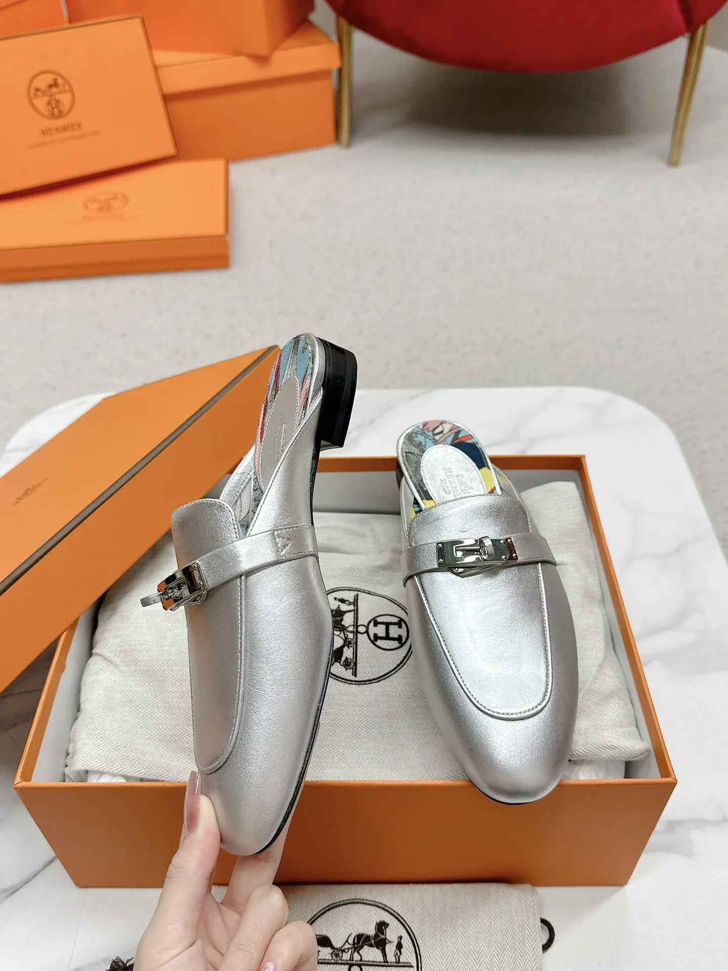 Hermès 小牛皮 拖鞋 舒适