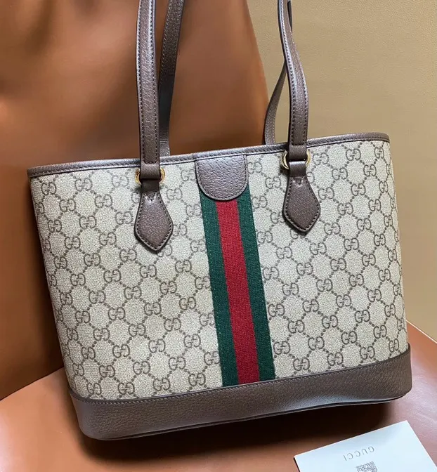 Gucci 棕色 米色 托特包 ▫ 尺 大容量托特款