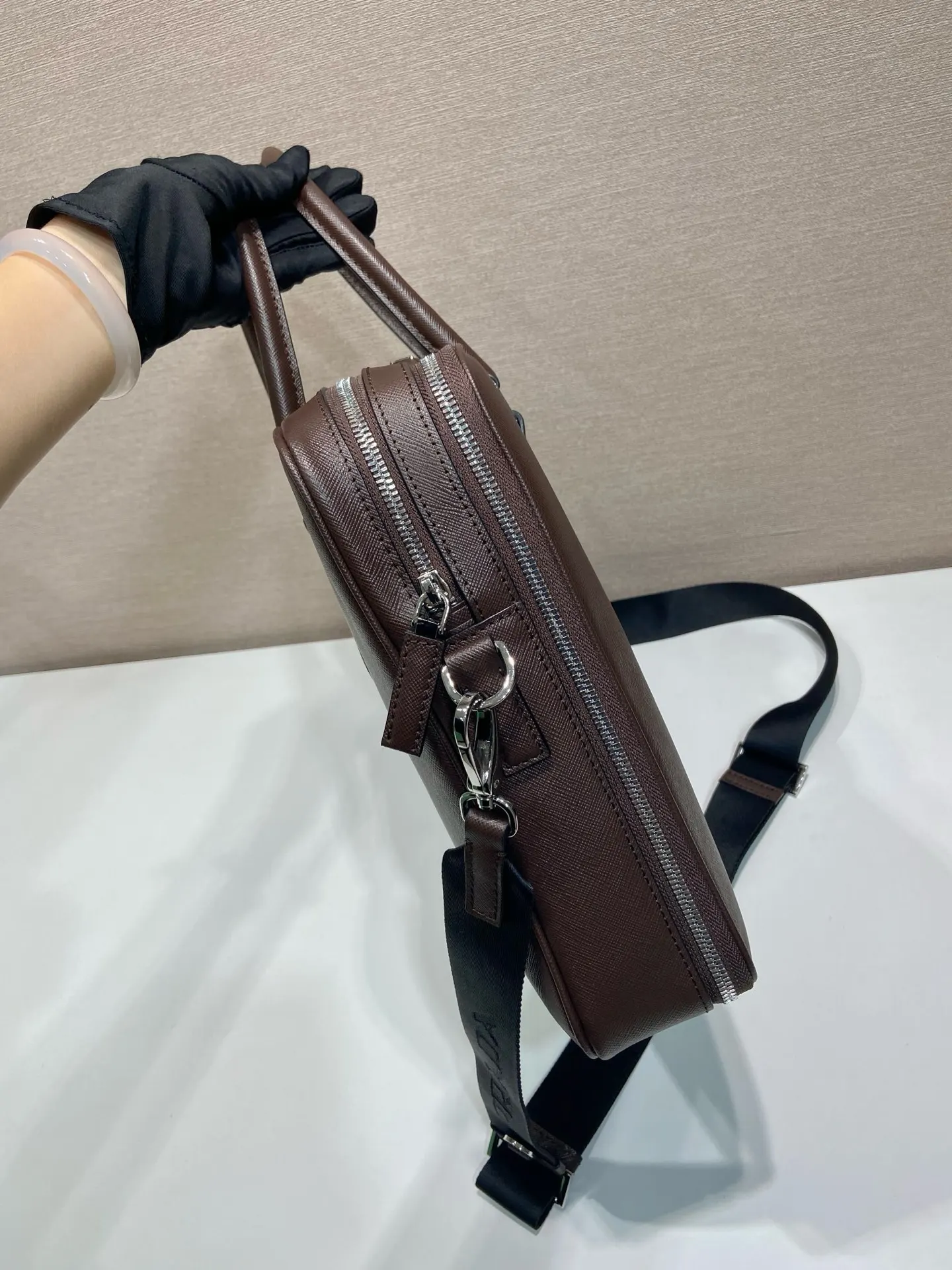 Prada Re-Nylon Leather Saffiano Briefcase