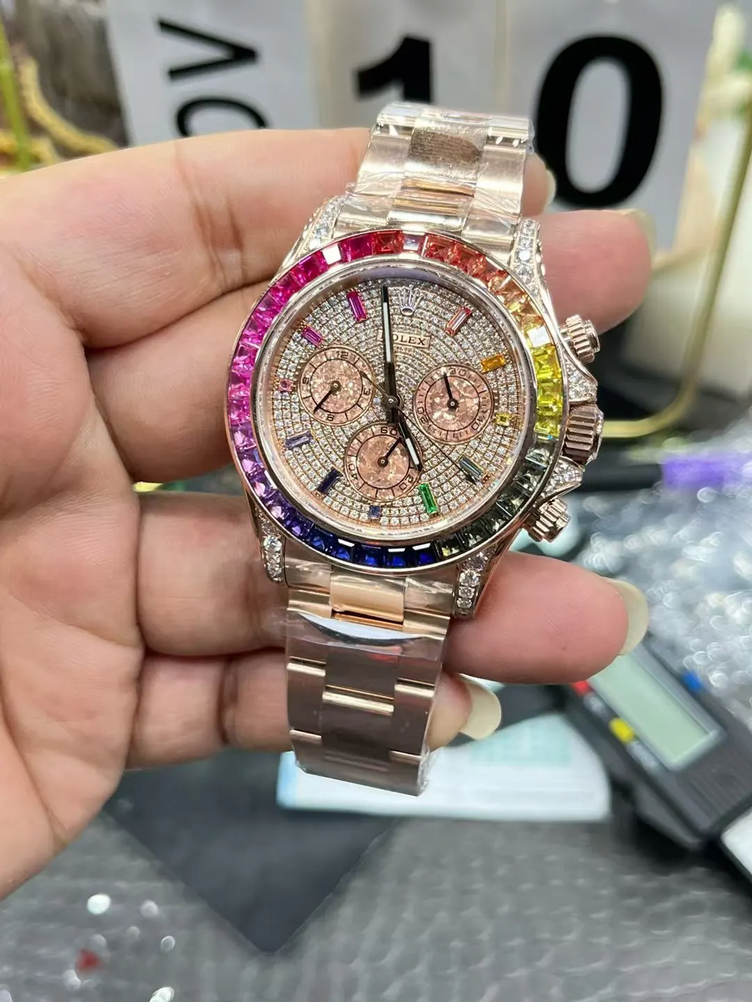 Rolex bt 劳力士迪通拿满钻系列 彩虹迪沙金眼丹东 手錶 經典腕表款