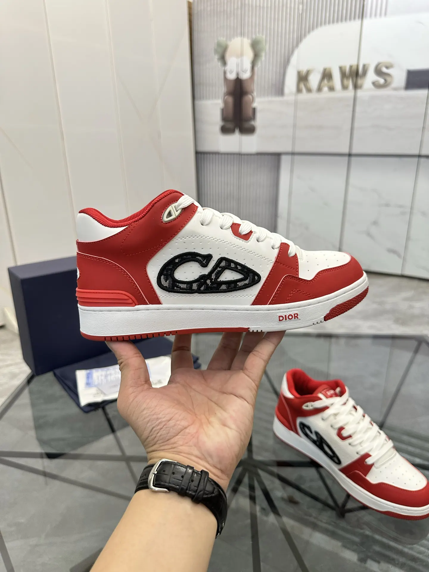 Dior B57 Red/White Leather Sneakers Image 5 Dior B57 Red/White Leather Sneakers Image 5