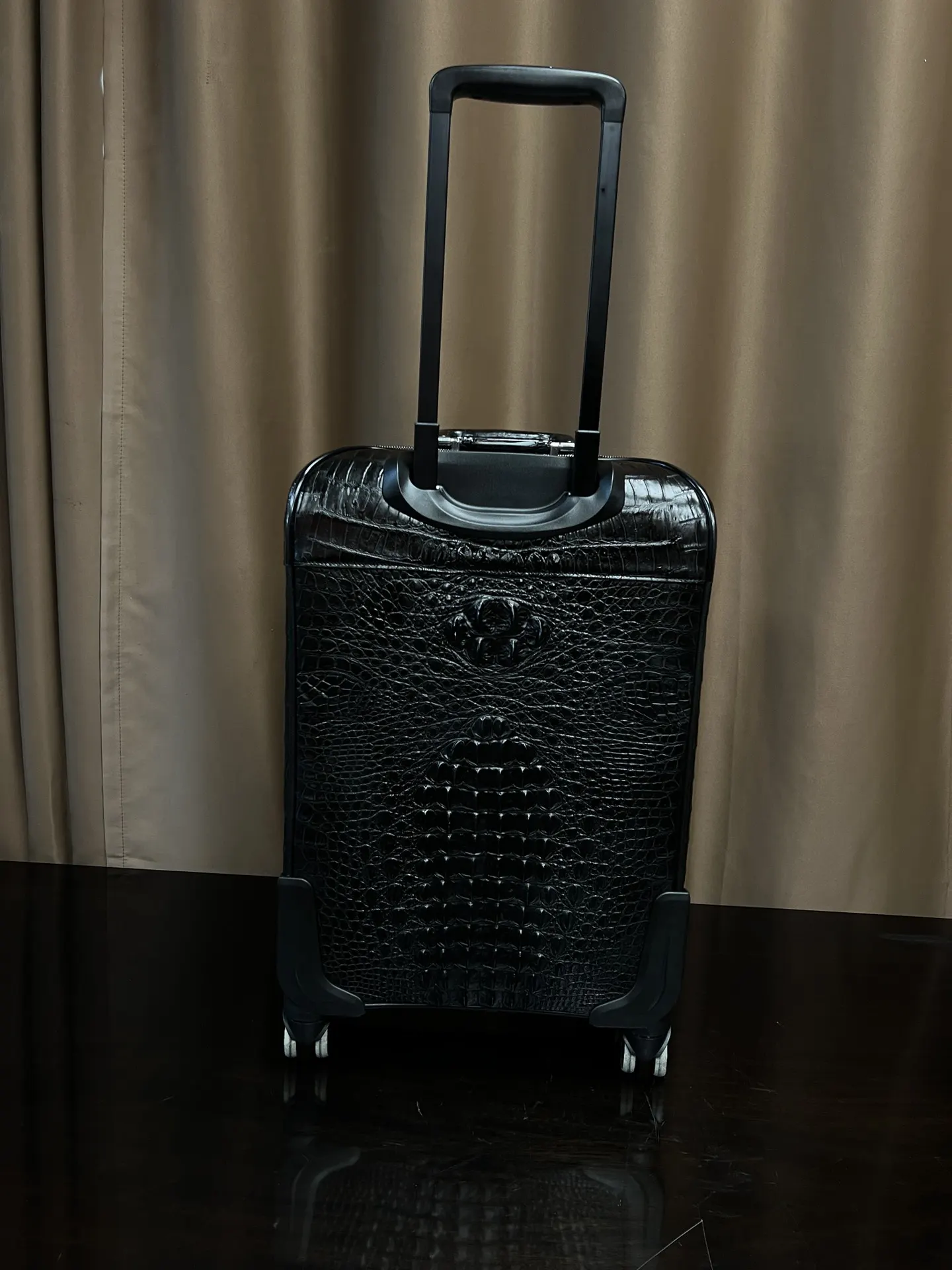 Black Suitcase Travel Lightweight Leather