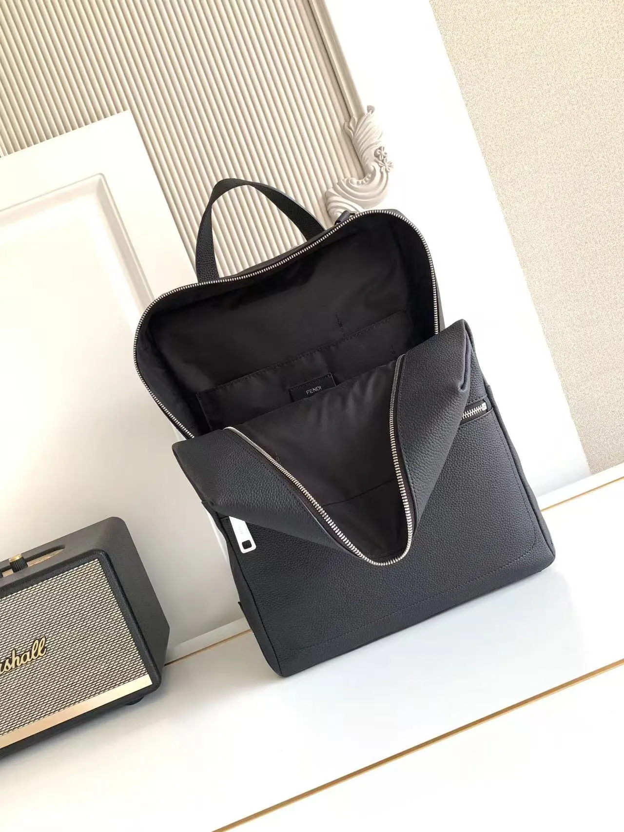 Black Silver Backpack