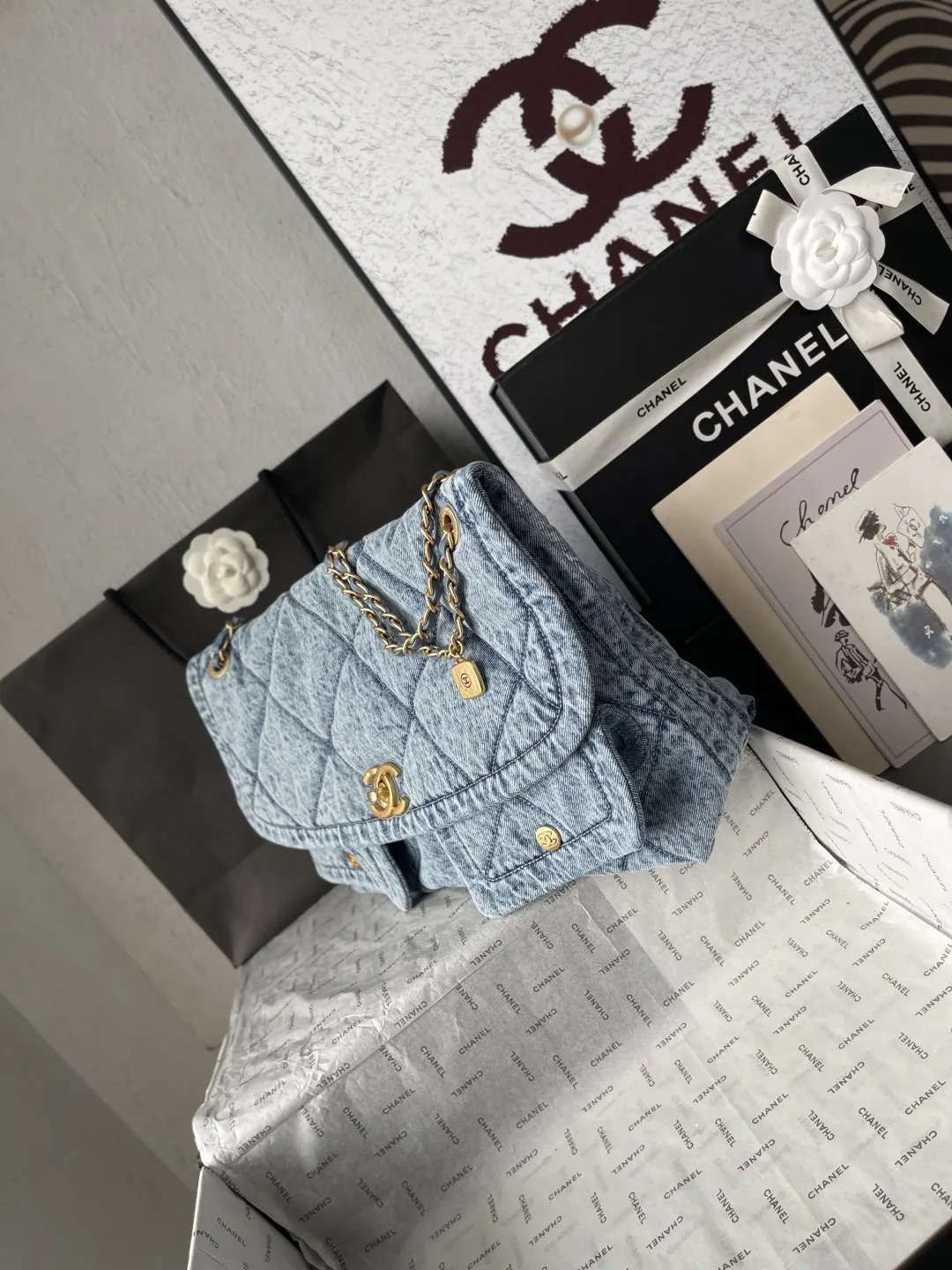 CHANEL 金色 牛仔 鏈條包 精致鏈條款