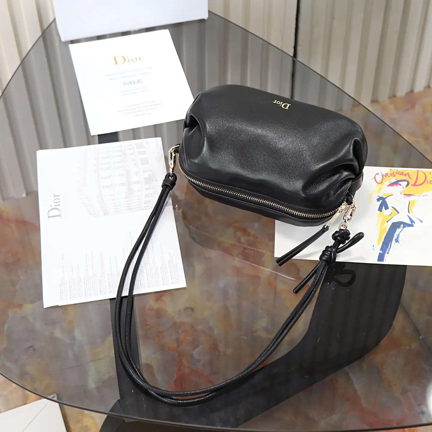 Dior Oblique 黑色羊皮手拿包 晚宴手拿