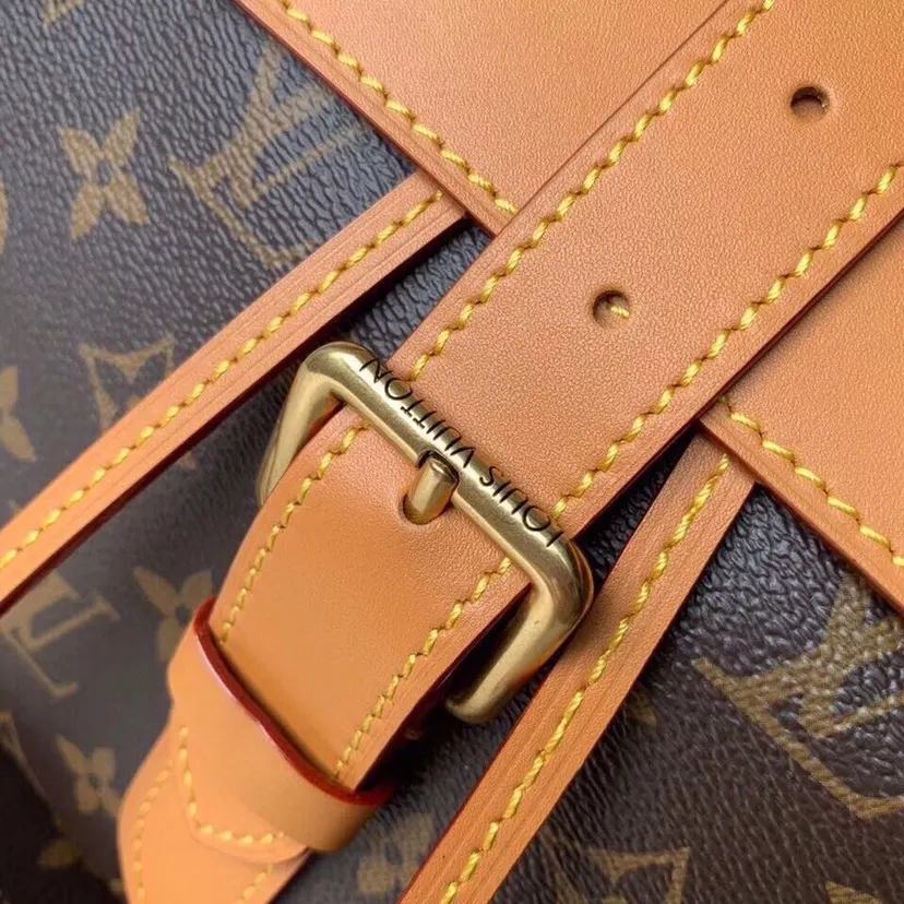 LV 金色 牛皮 雙肩包 实用雙肩款