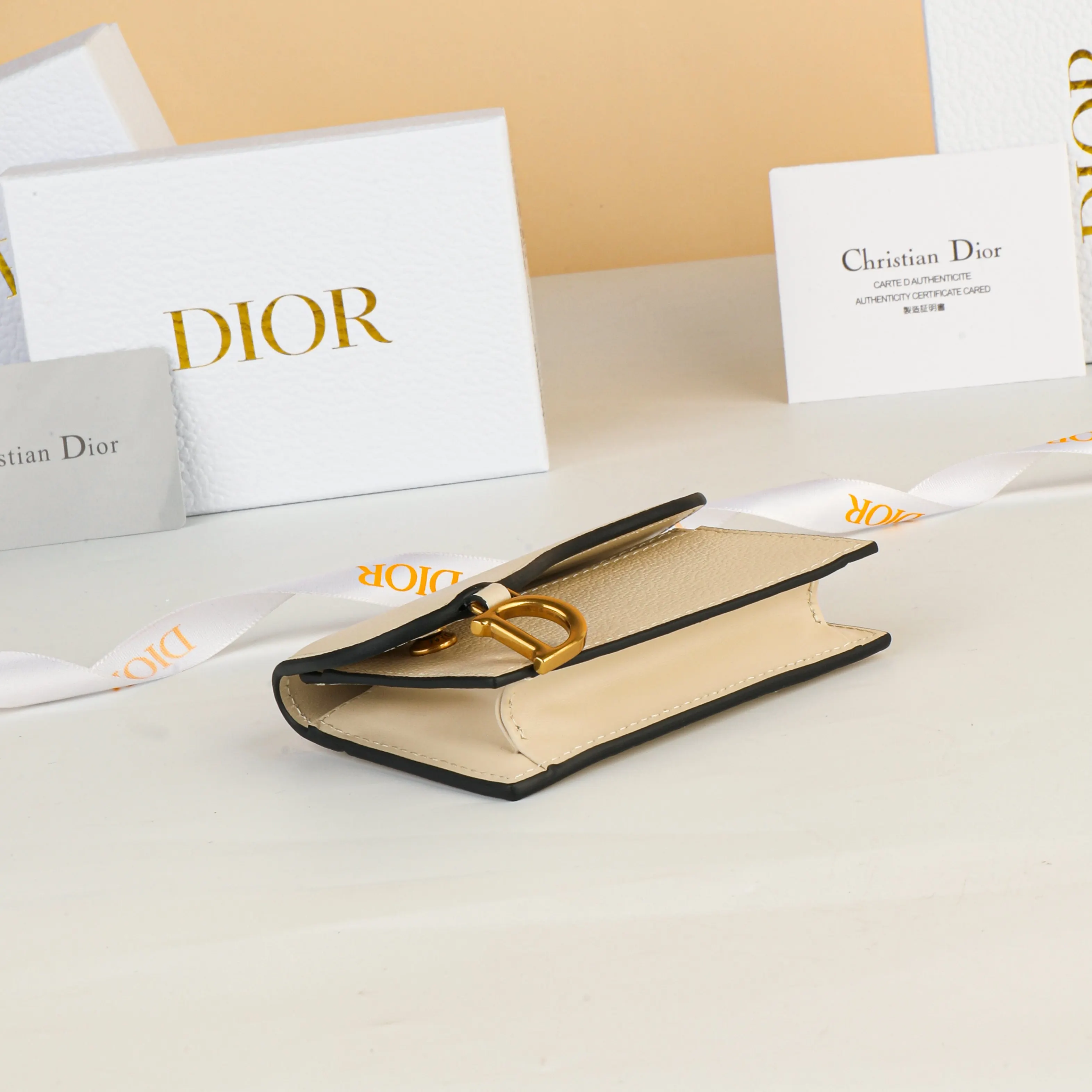Dior Saddle 米色 皮革 钱包