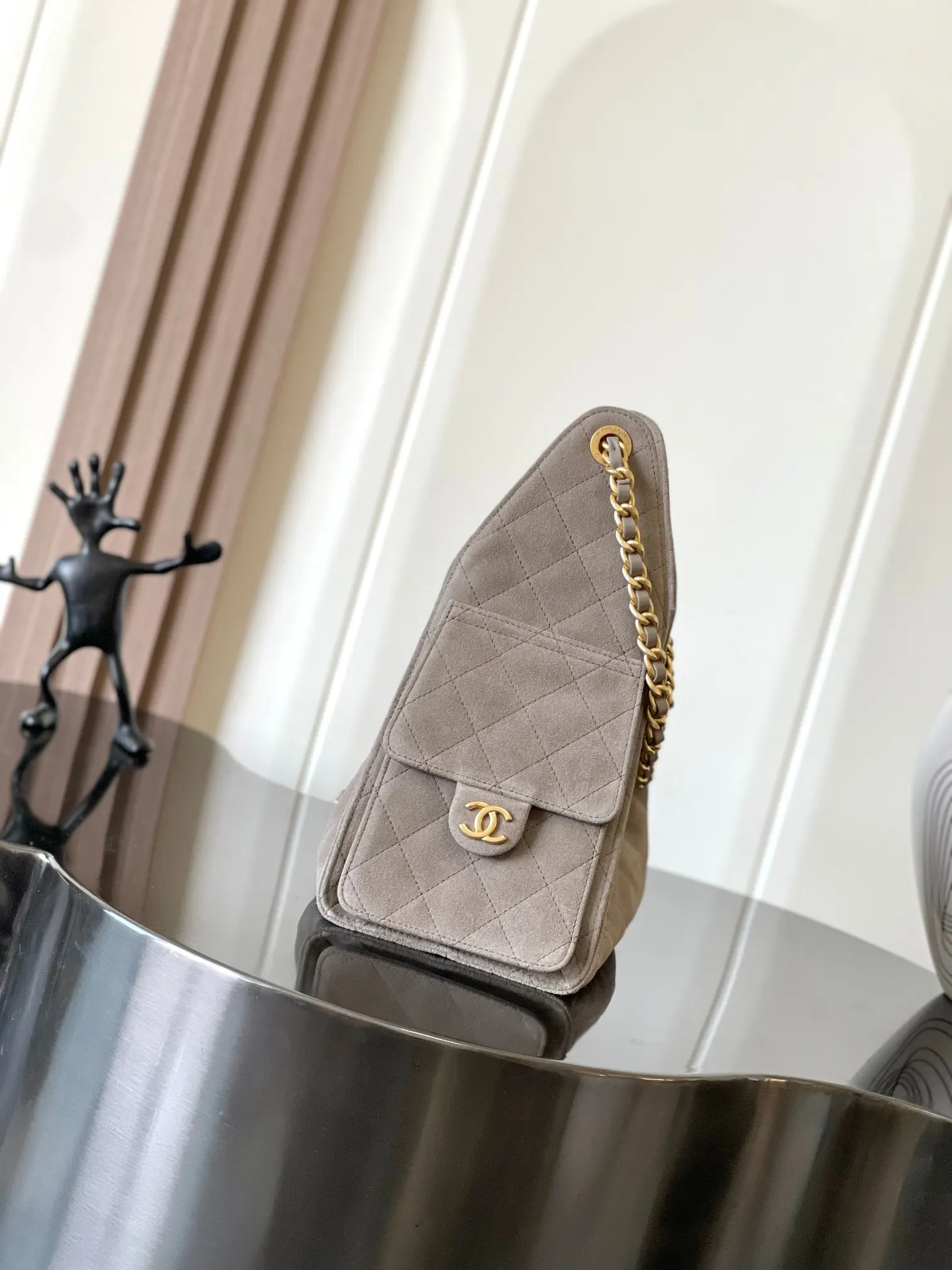 CHANEL 米色牛皮Hobo腋下包 单肩款