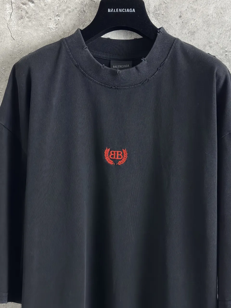 Balenciaga 黑色 字母 刺绣 短袖T恤 街头休闲款