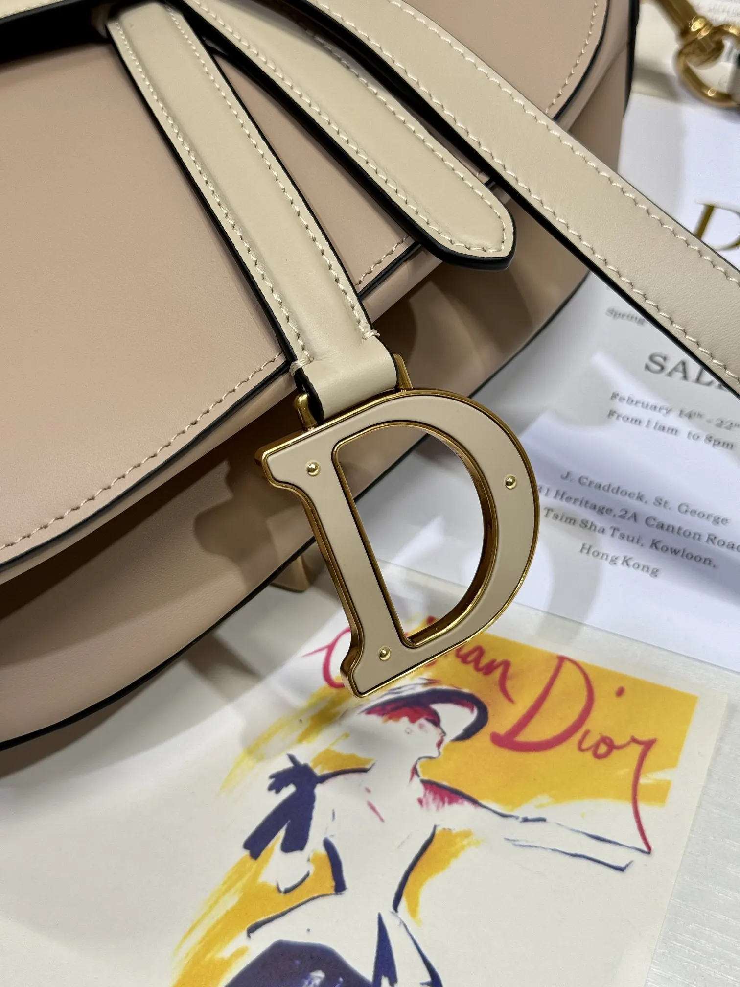 Dior 杏色 拼色 牛皮 收納包 旅行收納款