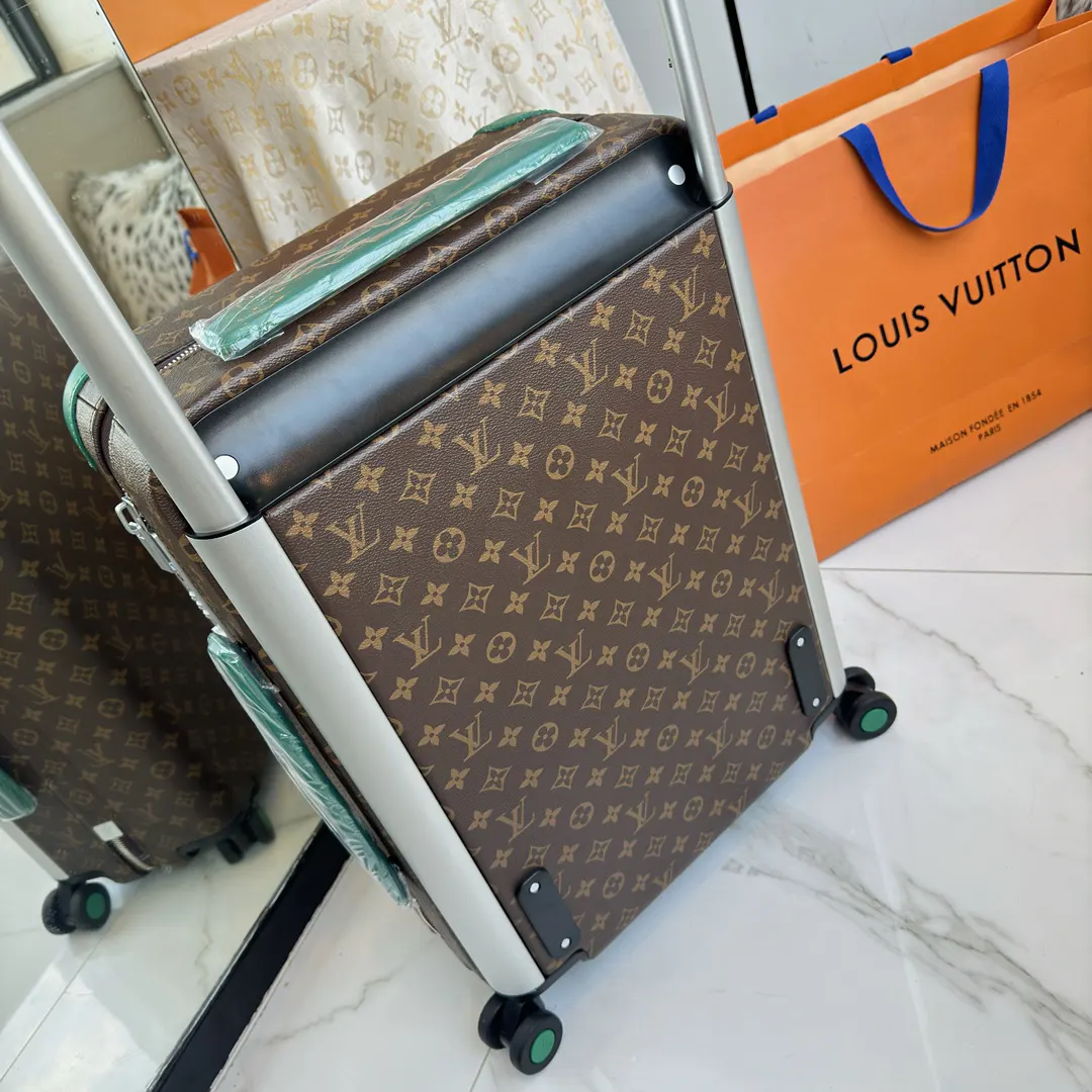 LV 棕色 老花 帆布 ｜ 版 登机行李箱 四轮 旅行拉杆款 輕便出行款