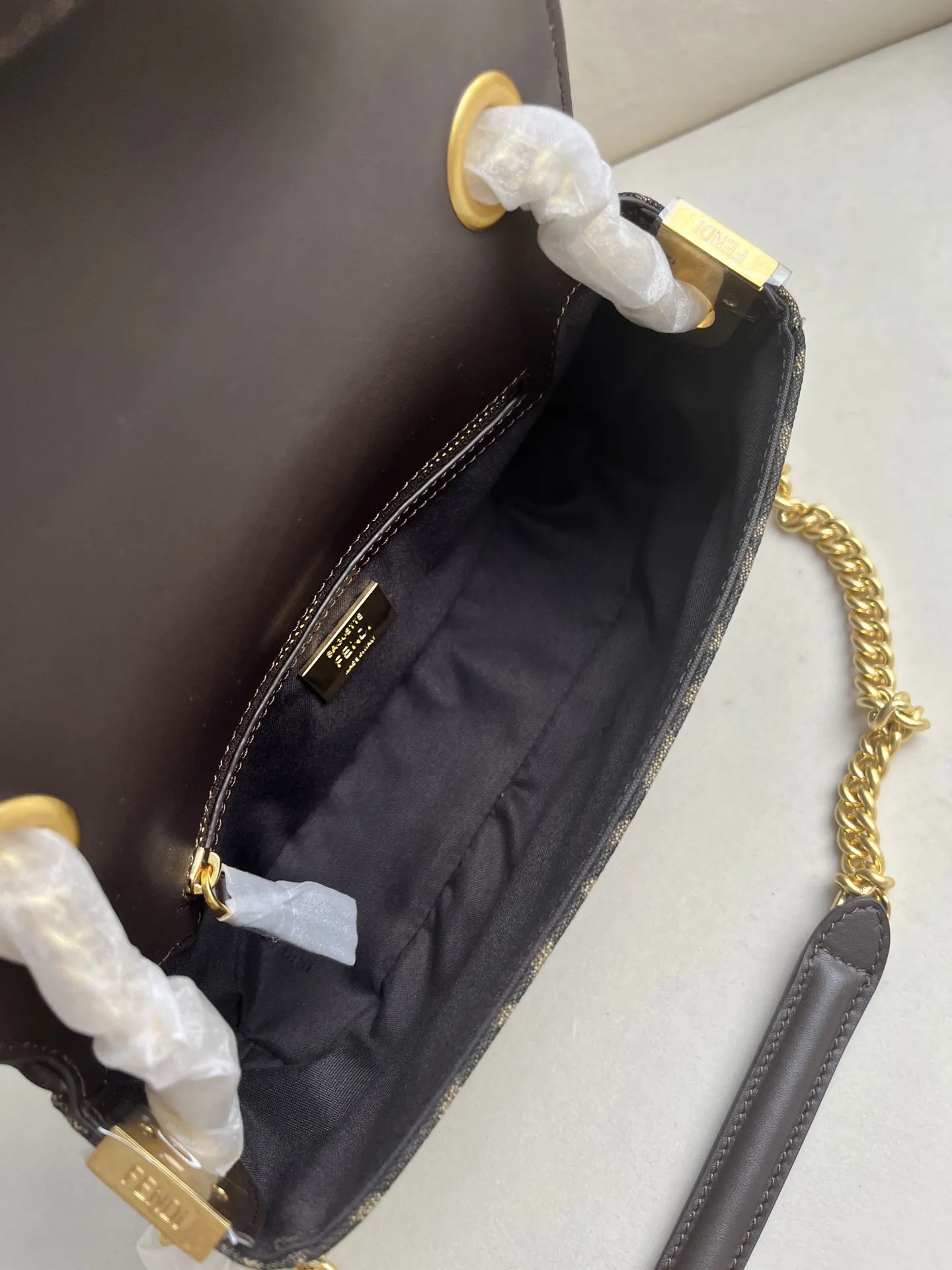 老花 金色 提花 老花 Iconic Baguette中号鏈條手袋 提 腋下包 復古腋下背款