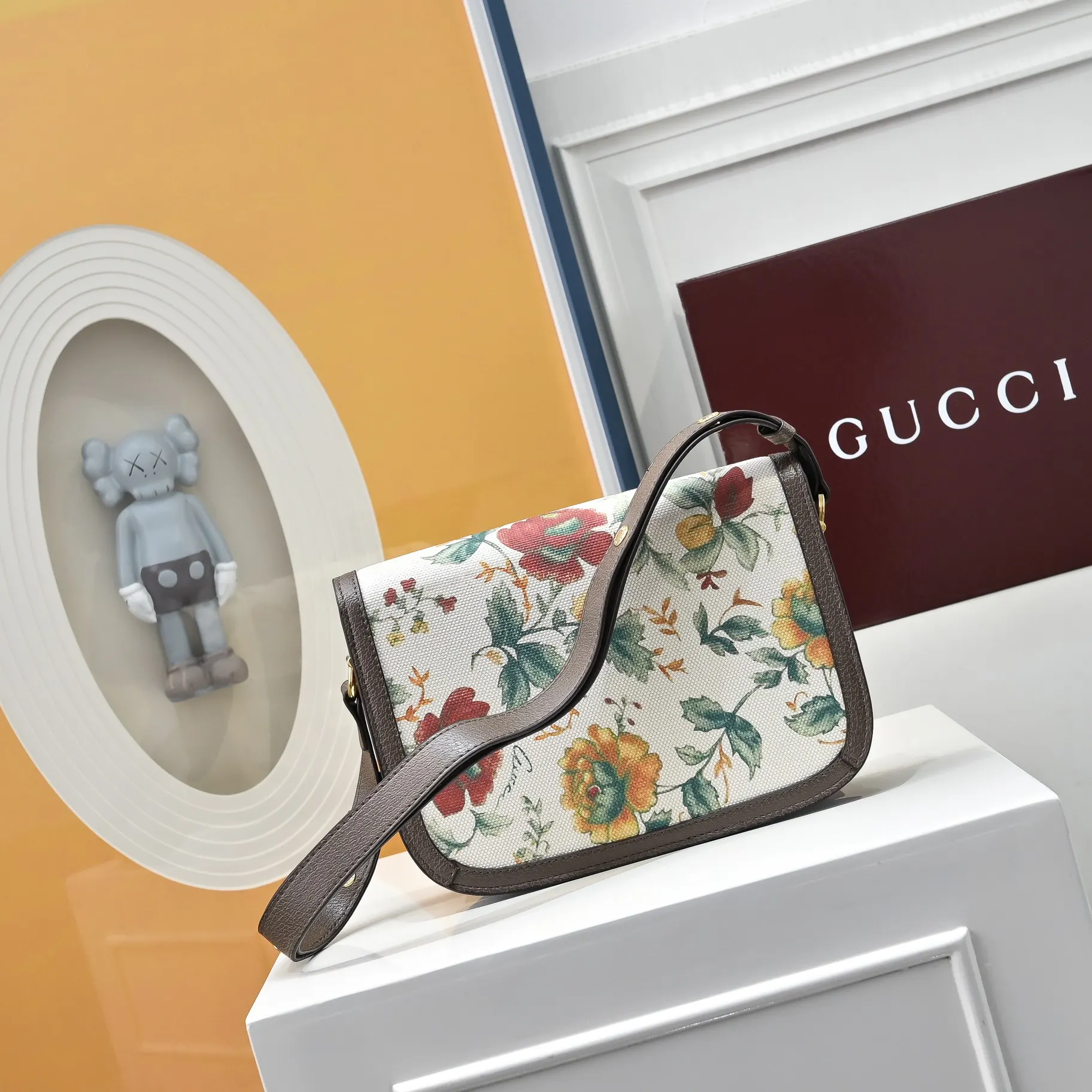 Gucci Horsebit 1955 White Monogram Crossbody Bag