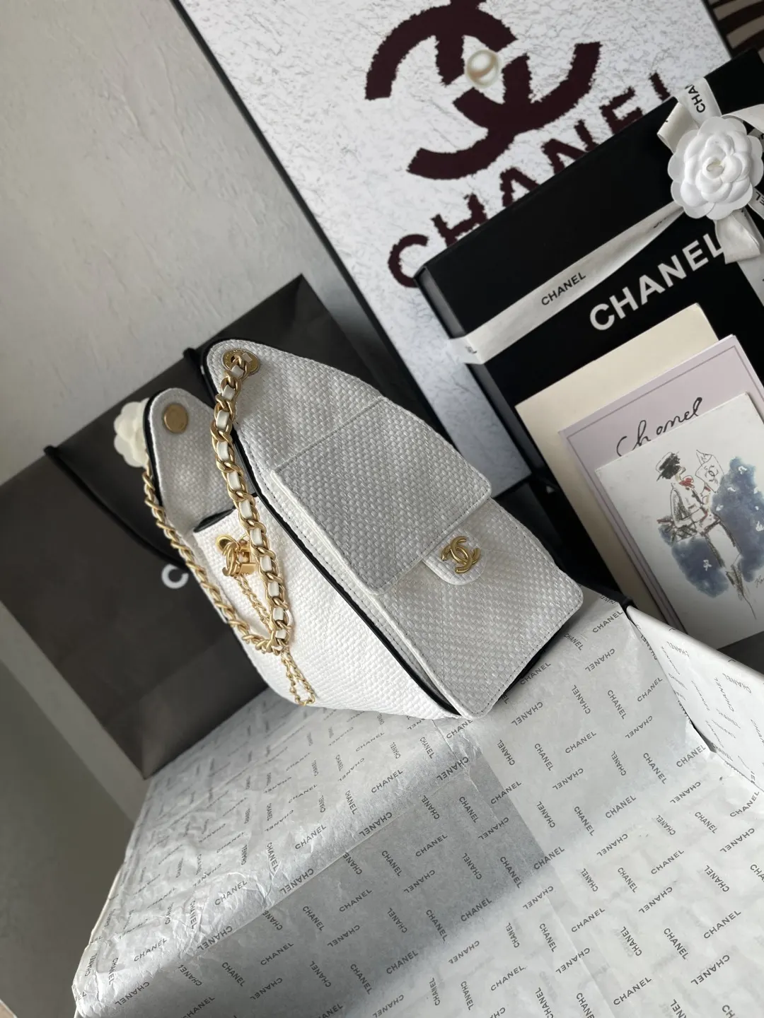 CHANEL 黑色 白色 腋下包 复古腋下背款