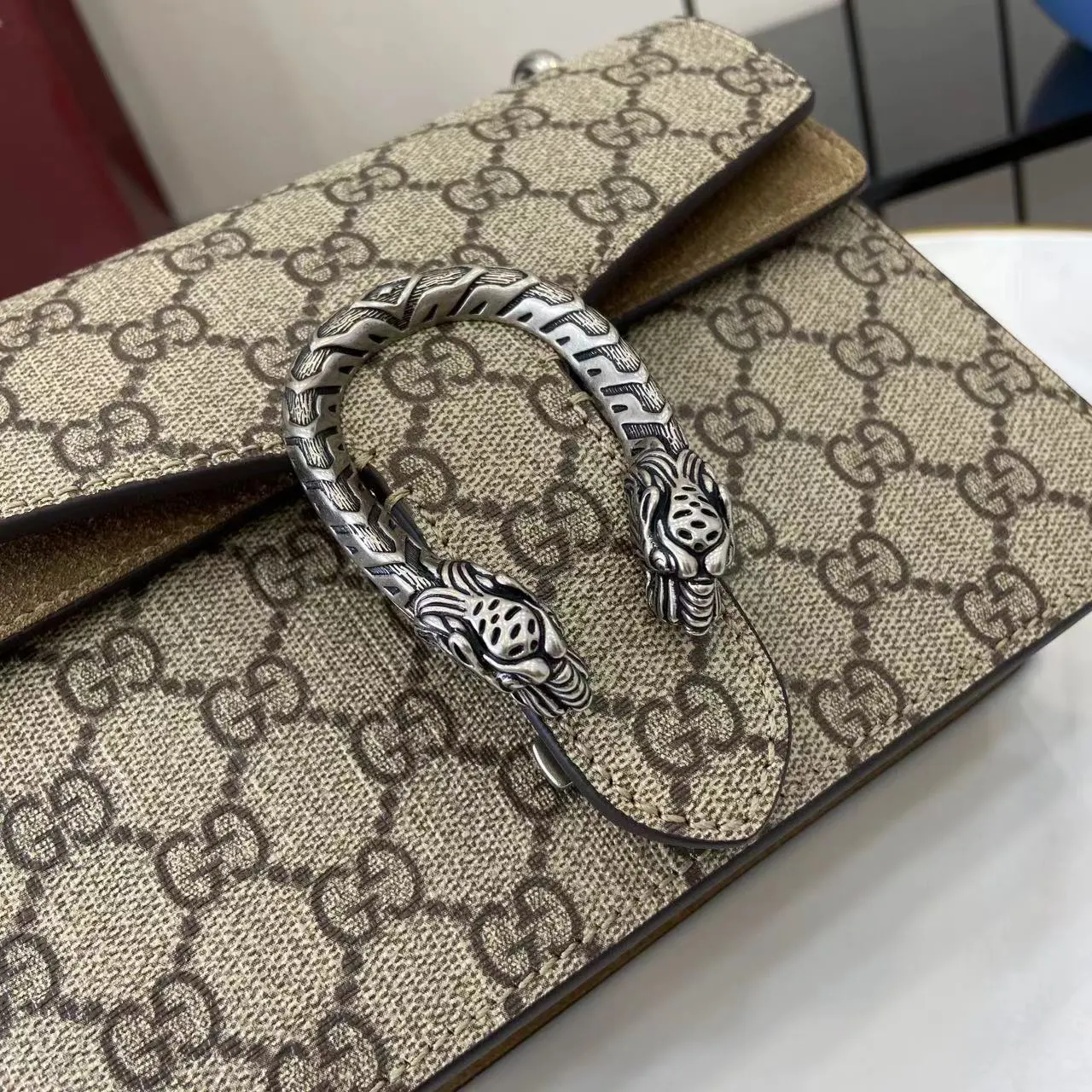 Brown Silver Chain Bag
