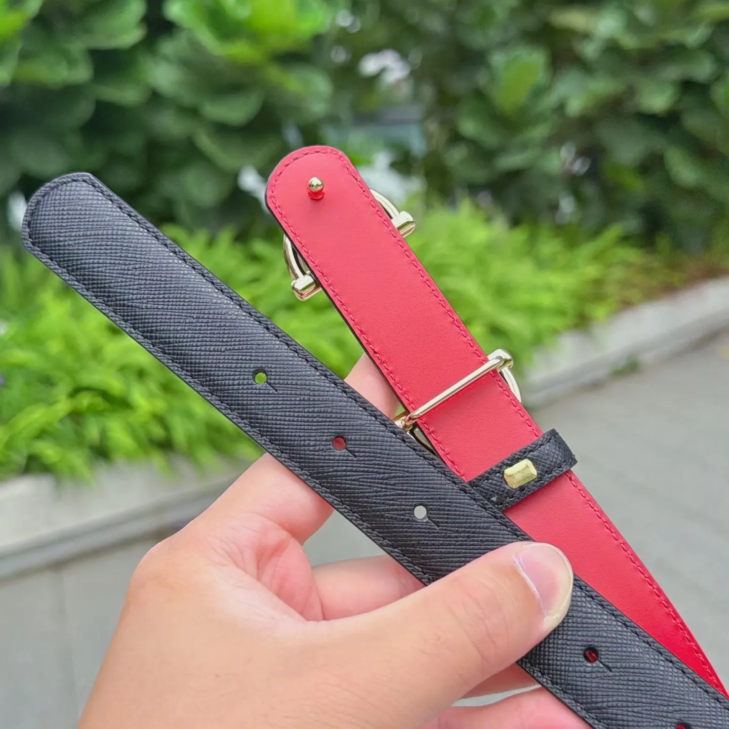 Gucci 双G扣牛皮双面腰带 商务休闲款