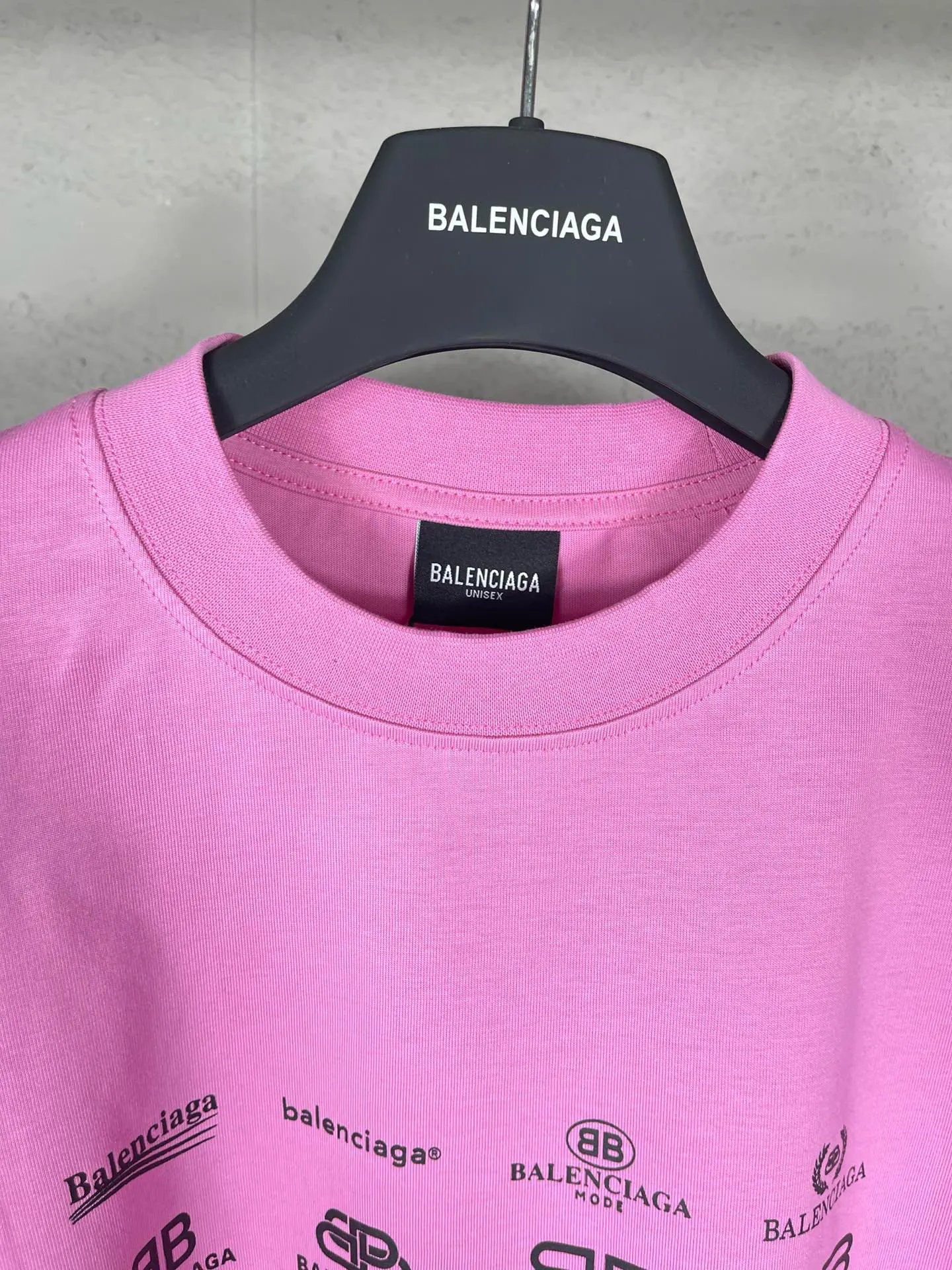 Balenciaga Black Cotton Logo Short Sleeve T-Shirt Loose Casual