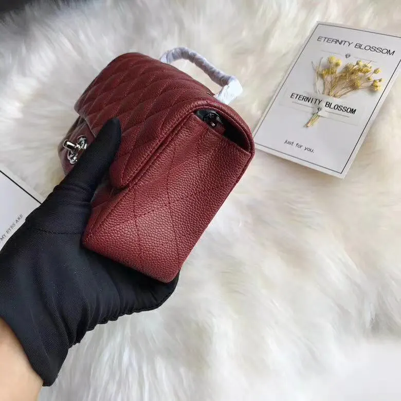 CHANEL 牛皮 CF mini 进口球纹牛皮 链条包 精致链条款