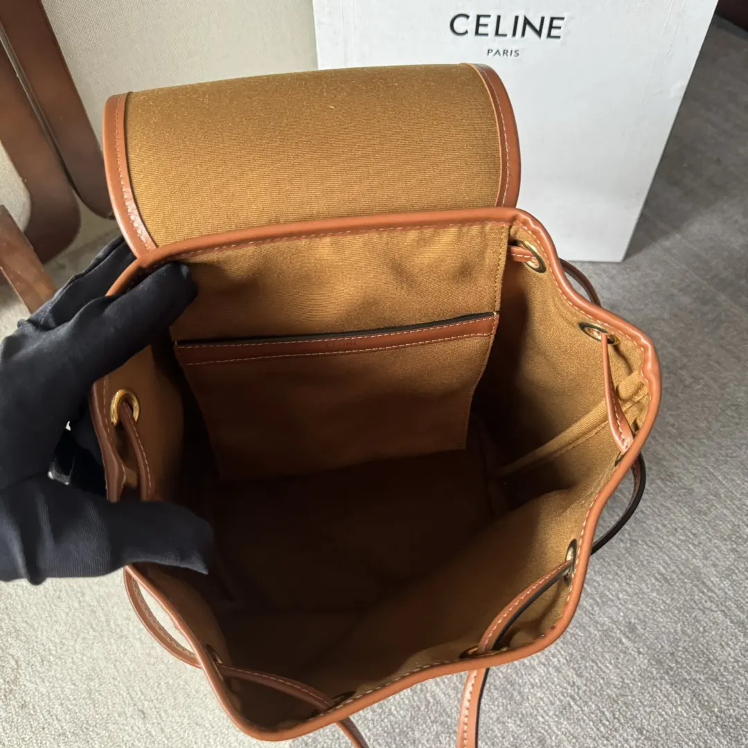 Celine Triomphe 金色 牛皮 双肩包 实用双肩款