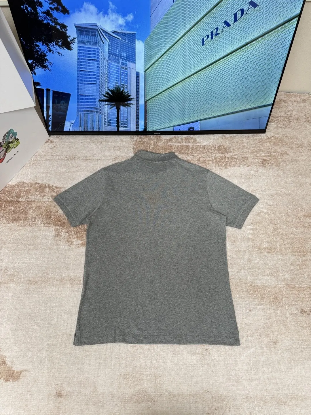 Prada Triangle Logo Cotton Polo Shirt