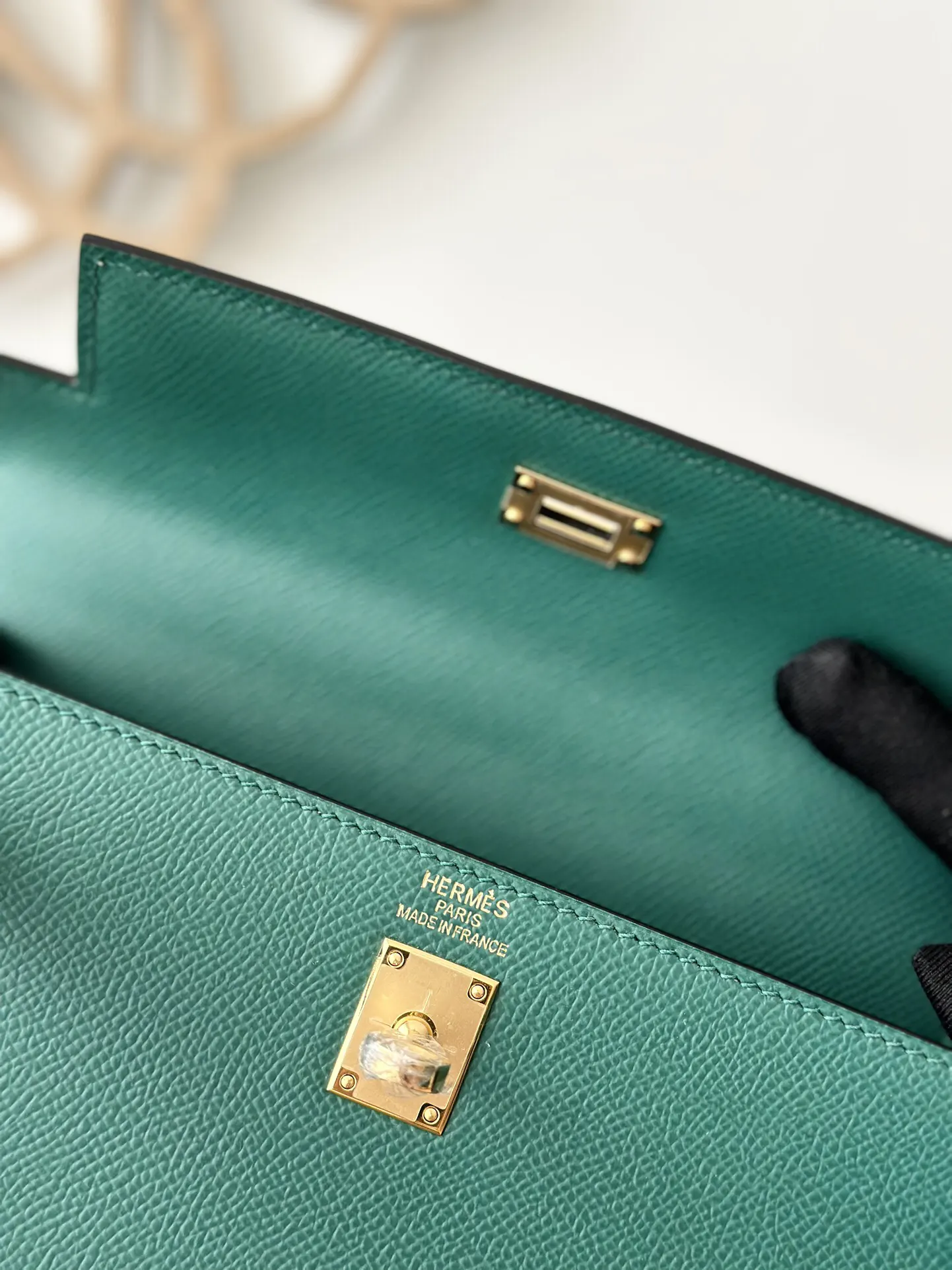 Hermès Kelly 孔雀绿 Epsom掌纹牛皮 手提包 25cm