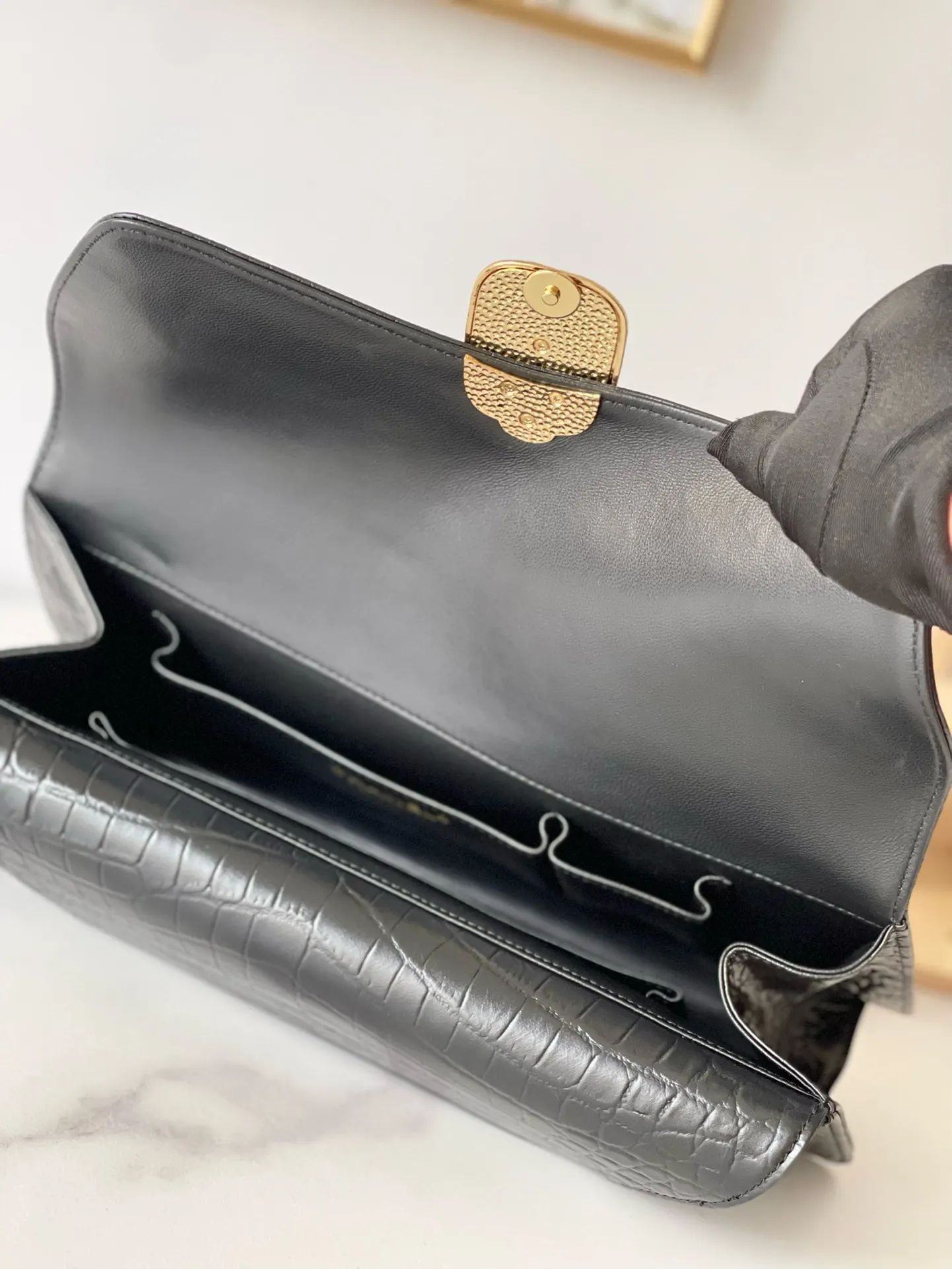 CHANEL 黑色 牛皮 手拿包 精致手拿款