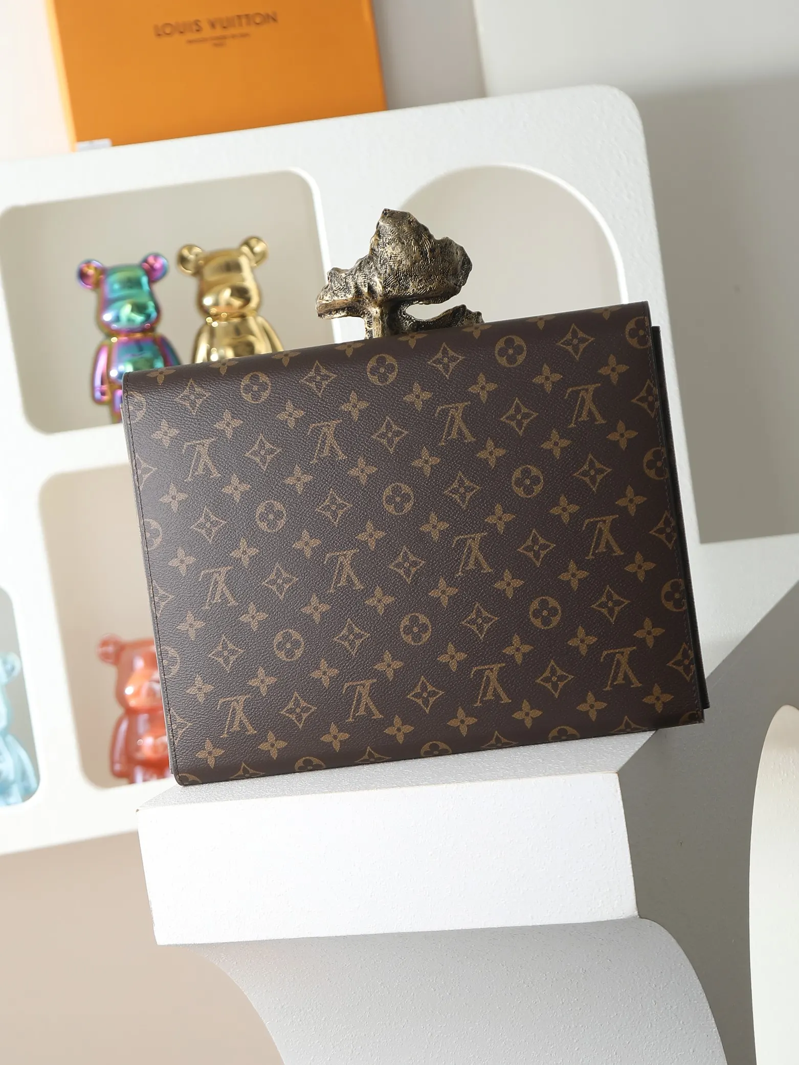 Louis Vuitton Brown Monogram Clutch Bag Canvas