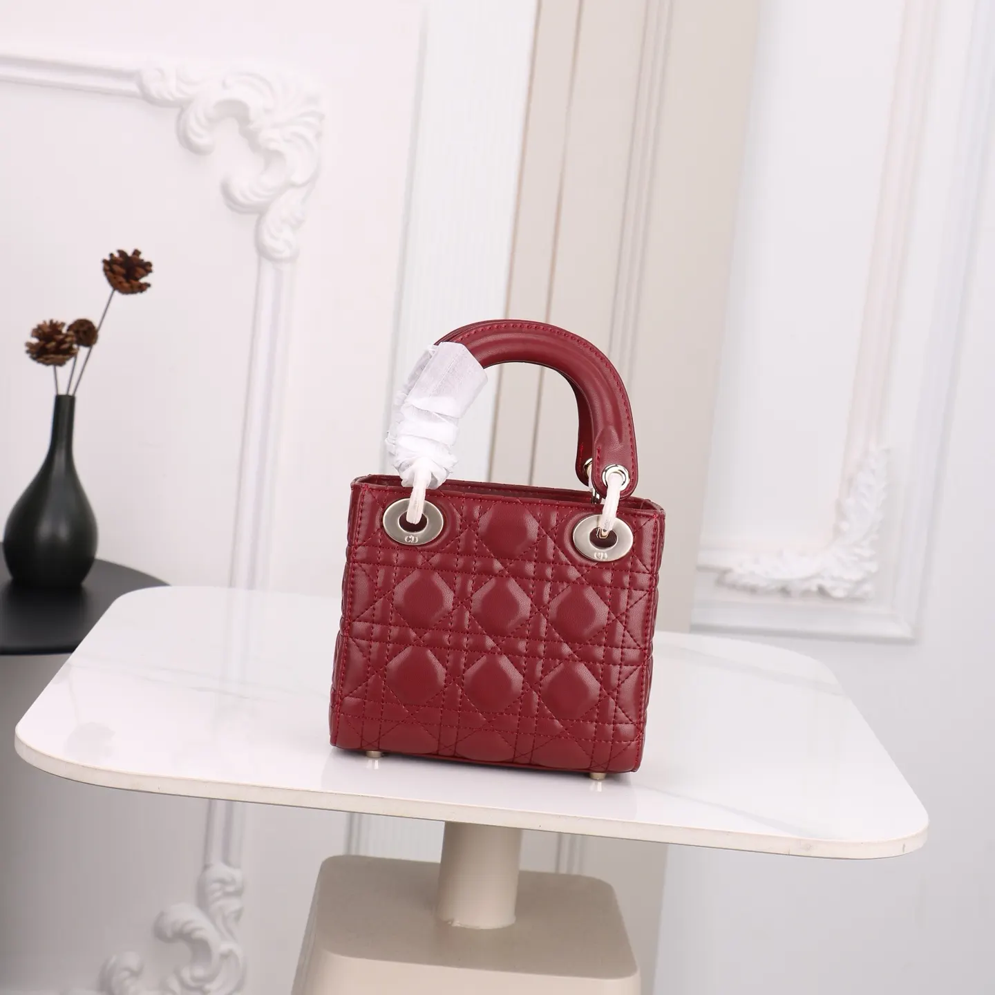 Dior Lady Dior 小號 紅色 皮革 手提包