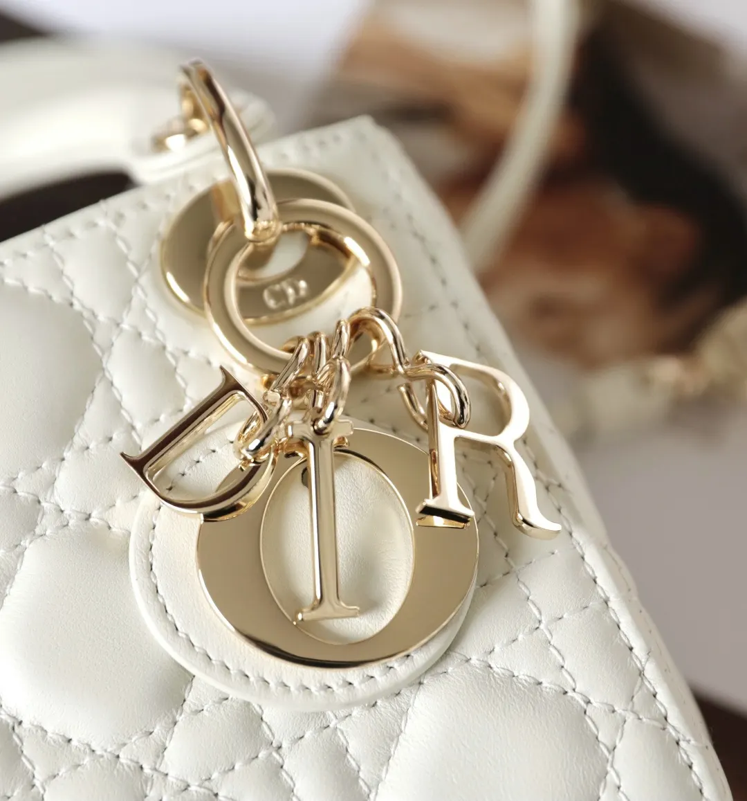 Dior Lady Dior Lady White Lambskin Handbag