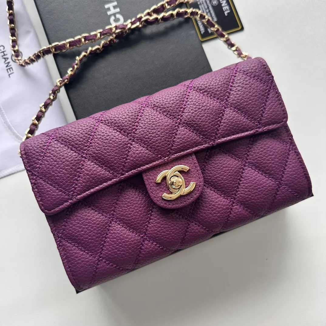 Purple Chain Bag Classic Leather